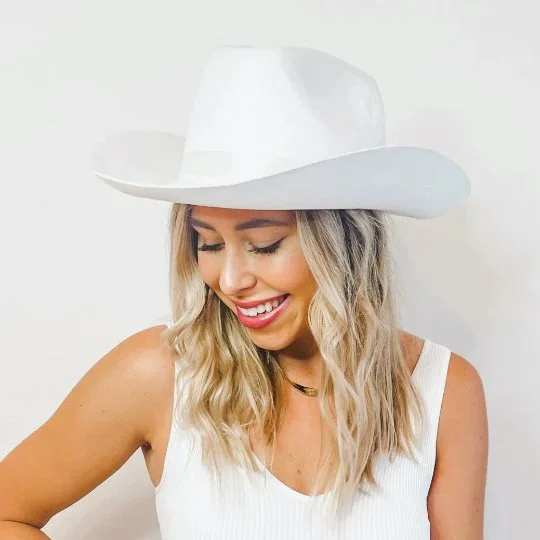 Mz CowGirl White Vegan Suede Cattleman Cowboy Hat