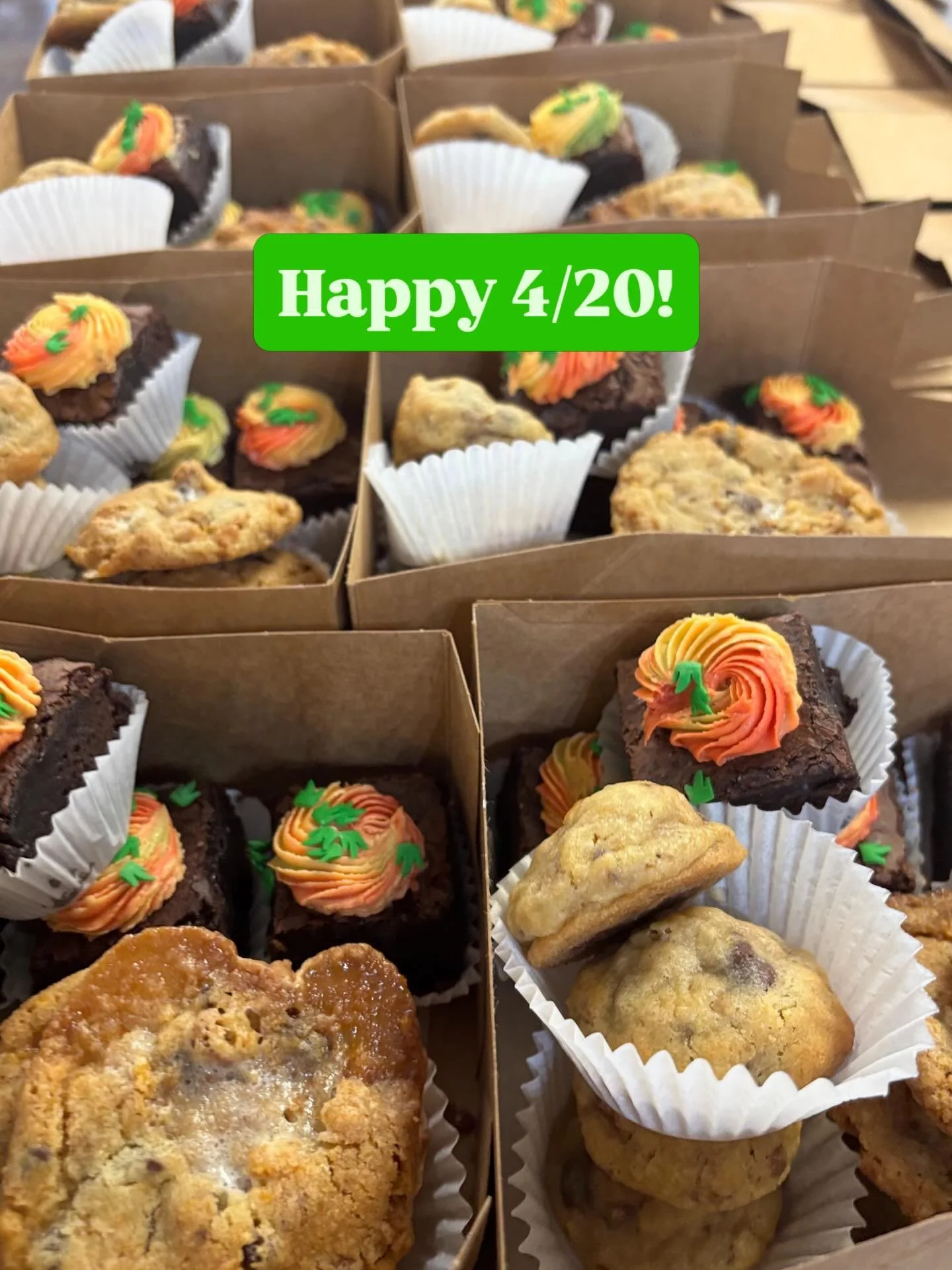 4/20 falls on Monday&hellip; plan accordingly 🌿
We&rsquo;ve got your munchies handled.
Introducing our 4/20 Munchie Cookie Boxes &mdash; a full dozen of chaos (the delicious kind):
✨ Tye Dye Brownie
Triple chocolate brownie + swirled tie-dye butterc