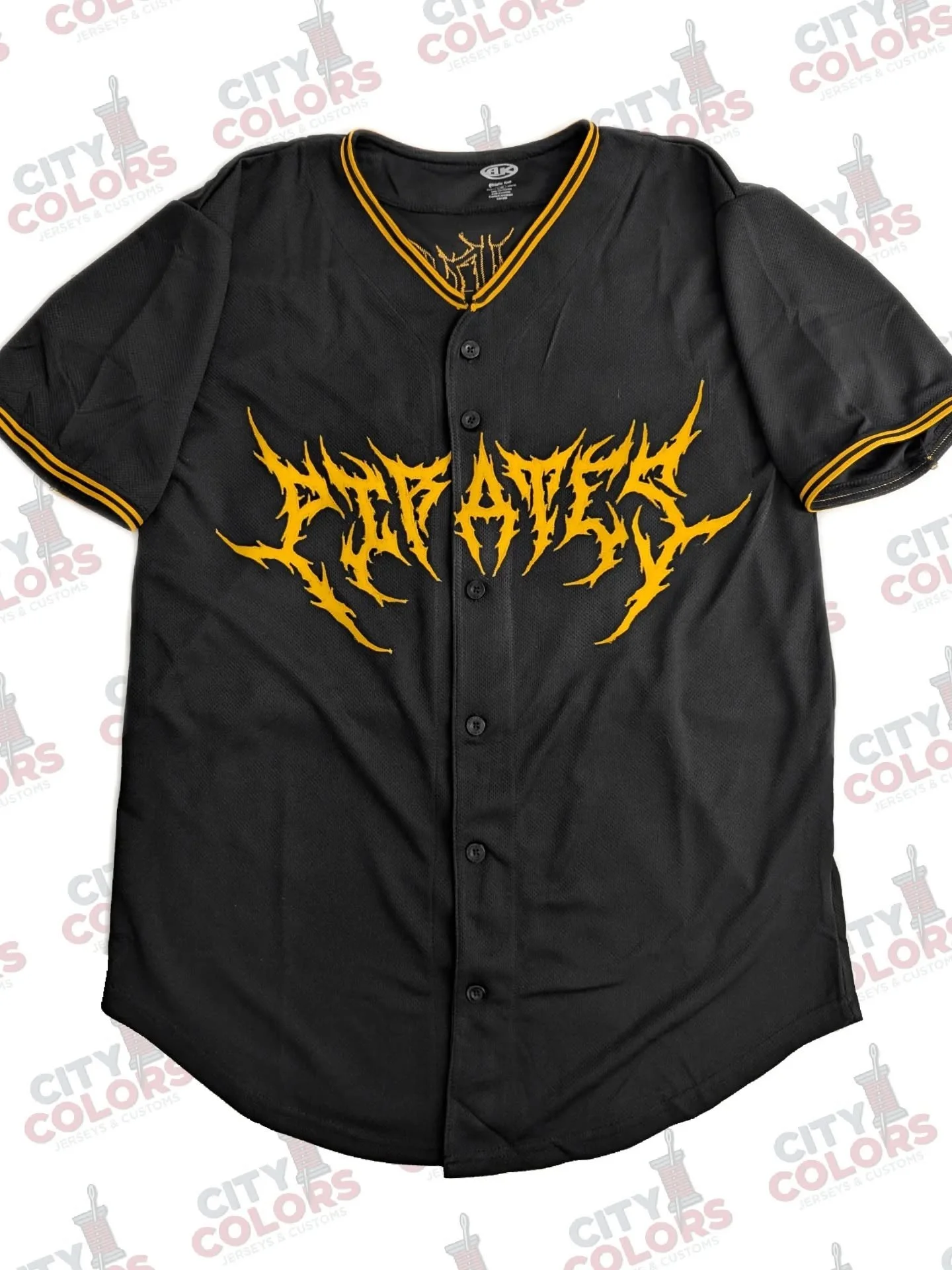 Spring Training is underway! I'll start a series of baseball posts with a (head)banger. This heavy metal twist on a Pittsburgh Pirates jersey was made from a blank base jersey with graphics created for personal use by @heavygloom_media. The single-la