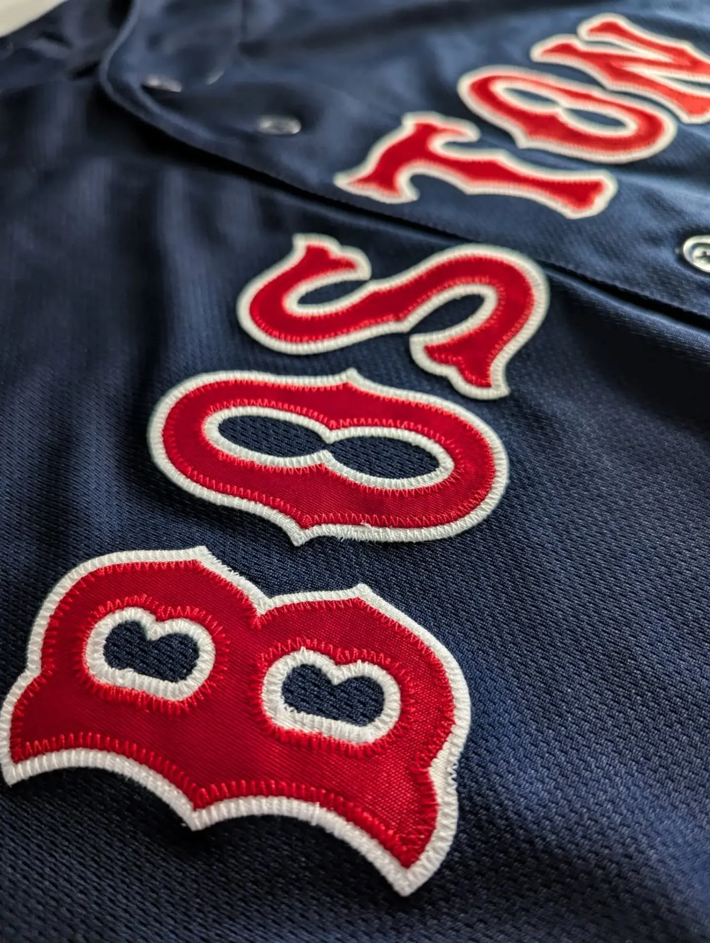 Big fan of jersey oddities like long surnames that wrap from kidney to kidney. At 14 letters, Saltalamacchia had me fighting for real estate between the shoulder seams on the back of this Red Sox jersey.

Catcher Jarrod Saltalamacchia was part of the