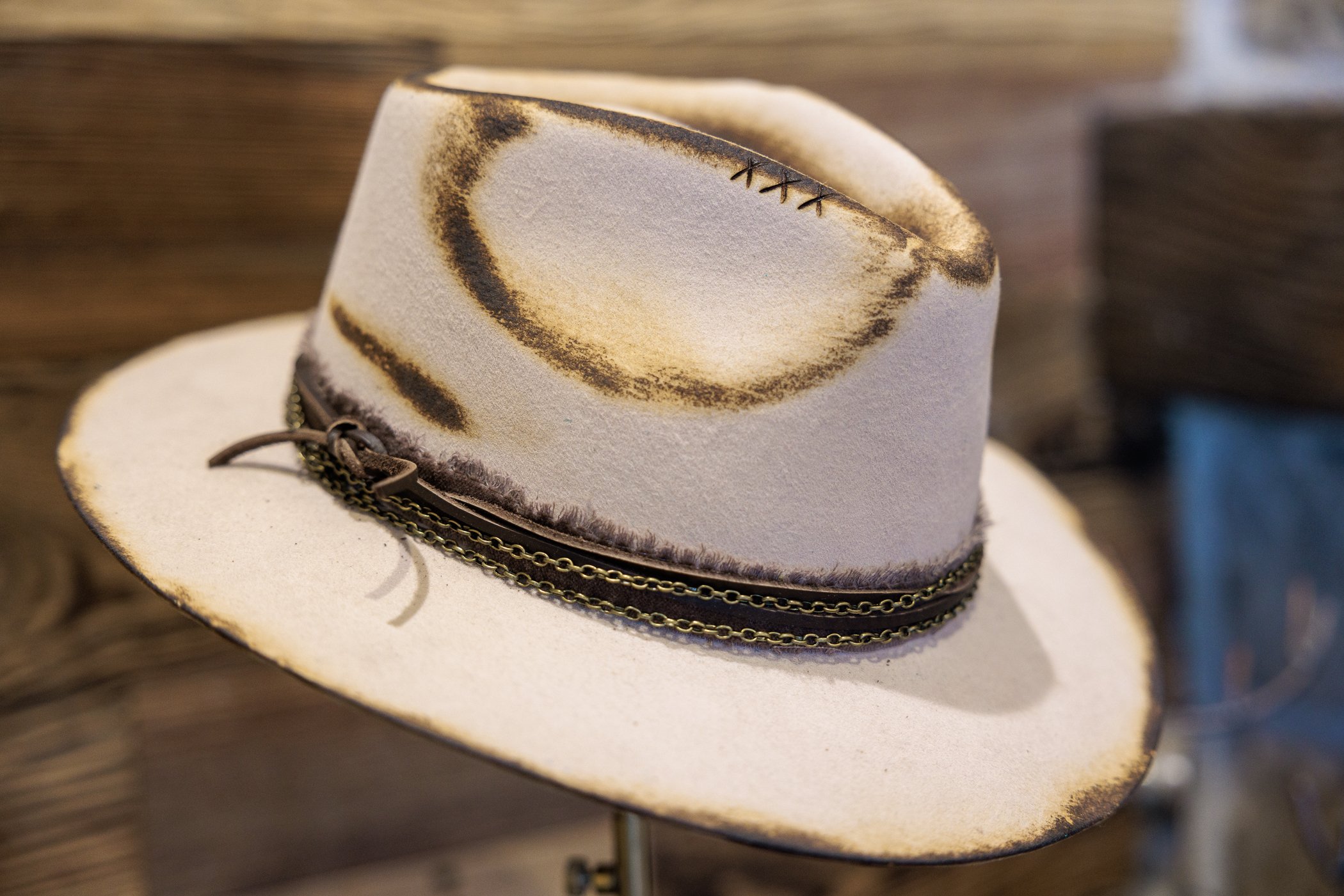 custom hat burned fedora
