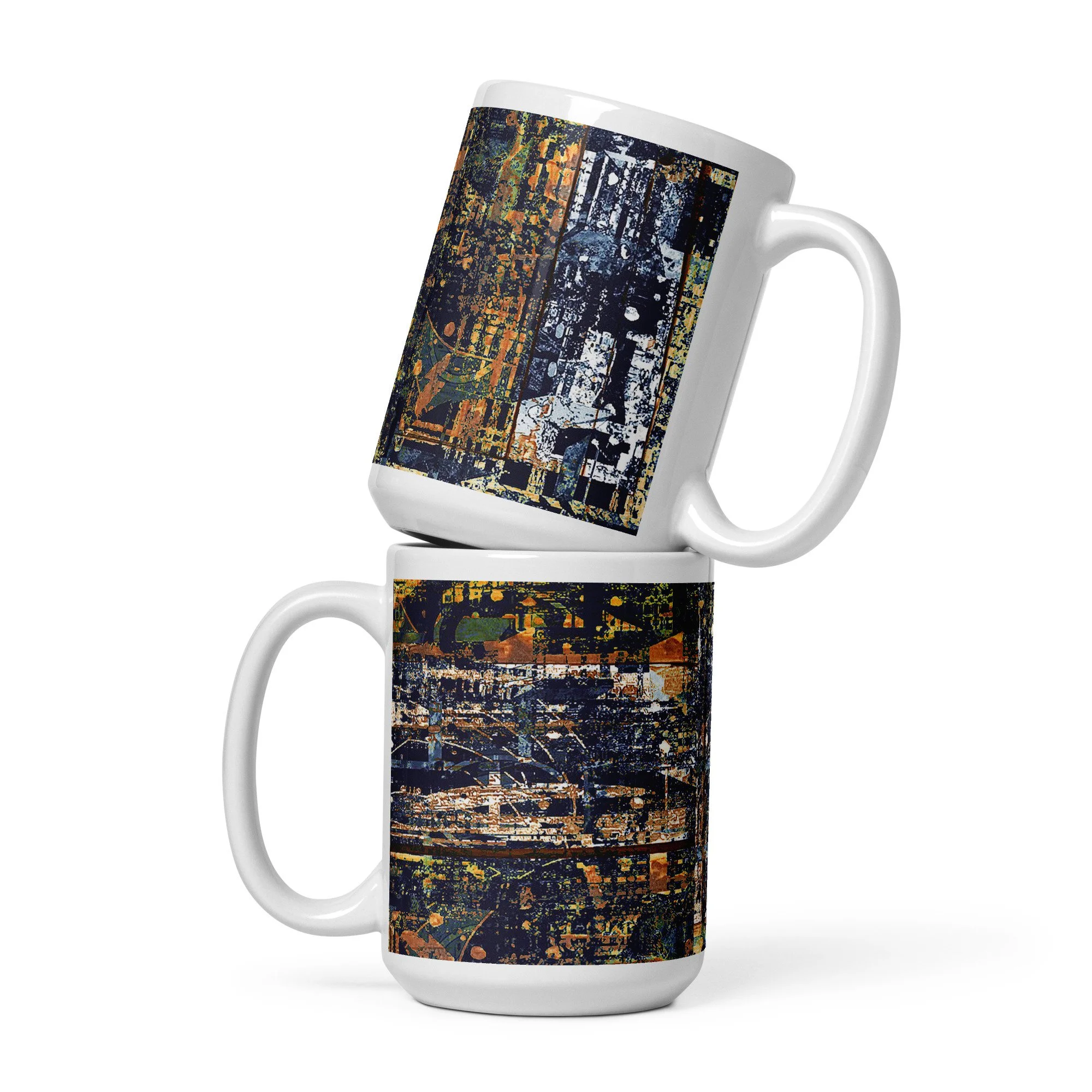 White glossy mug - Downtown Brown