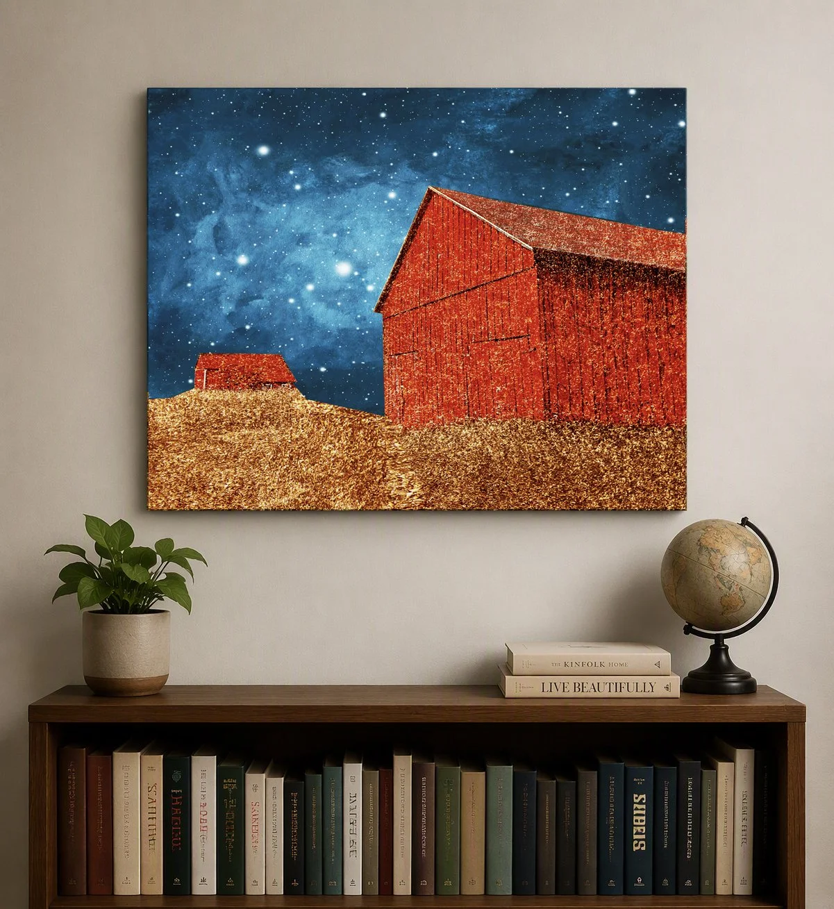 Red Barns by Starlight