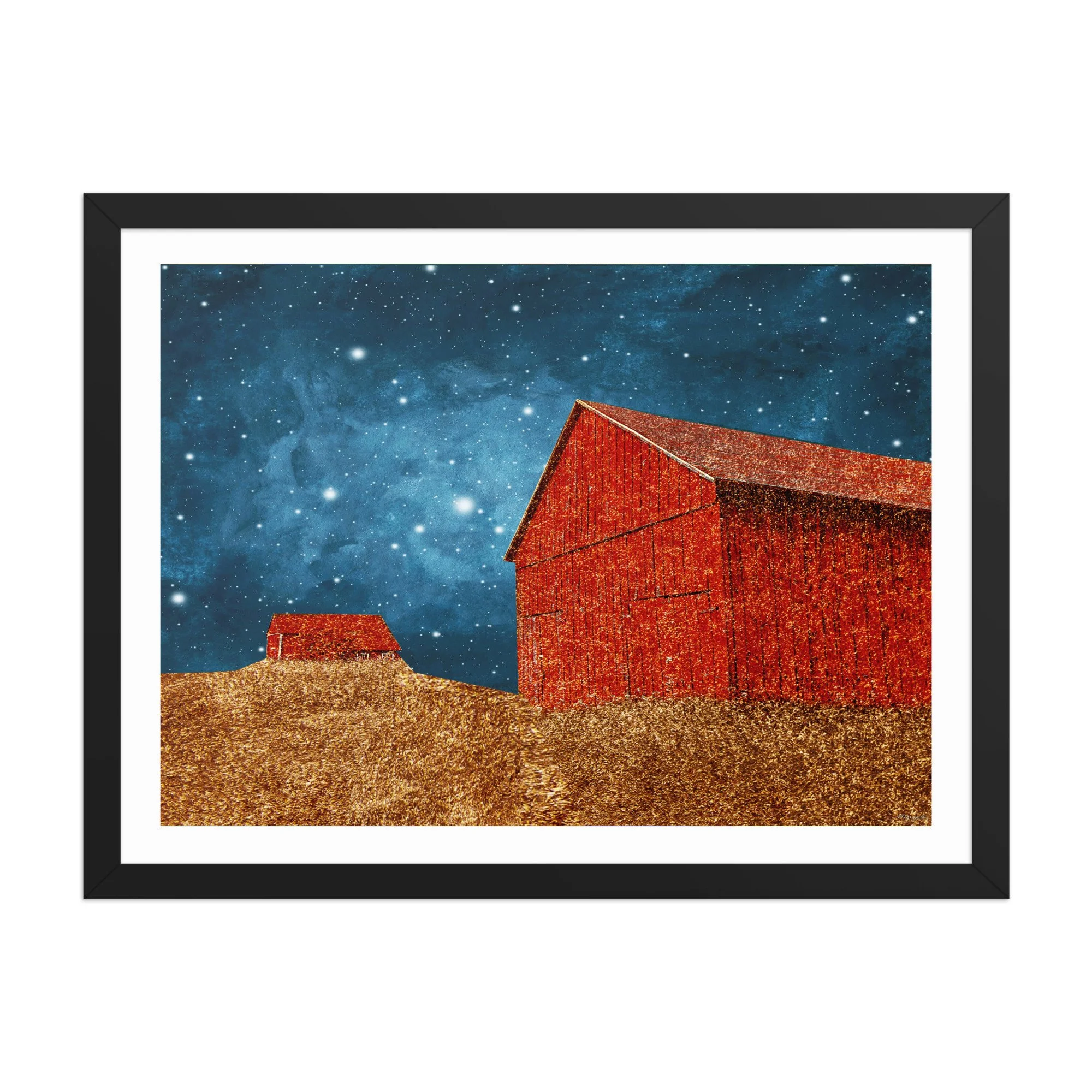 Framed poster Red Barns by Starlight