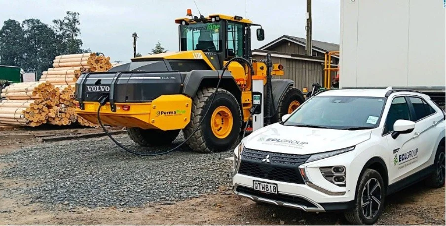 Charging Heavy EVs at PermaPine in the Bay of Plenty.