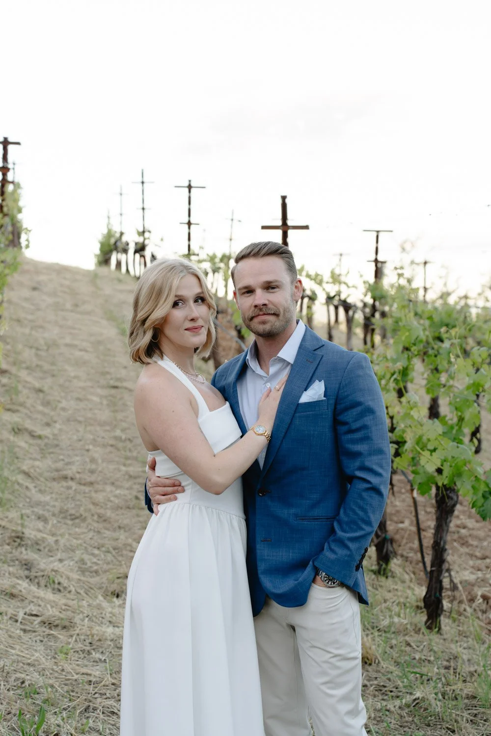 Bride and Groom portraits in Sonoma County vineyard
