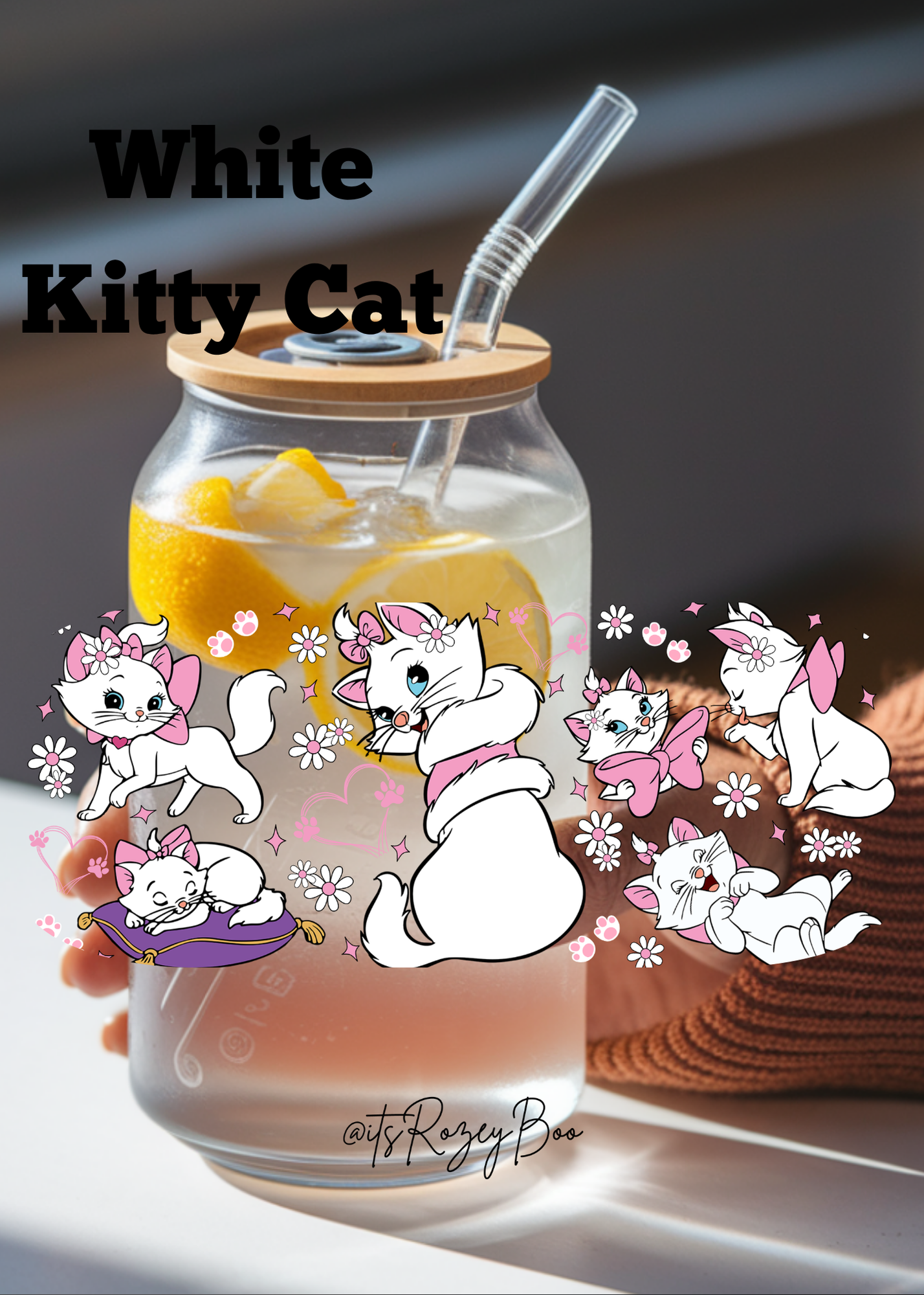 White Kitty Cat UVDTF wraps