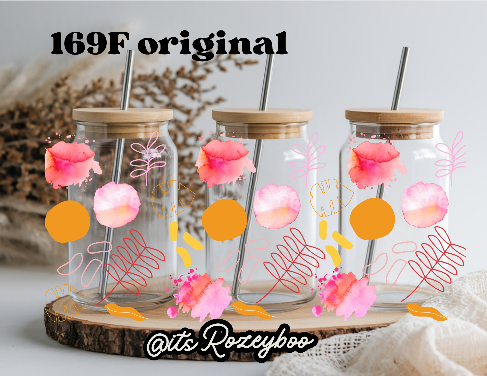 Abstract Boho Pink UVDTF wraps 169F