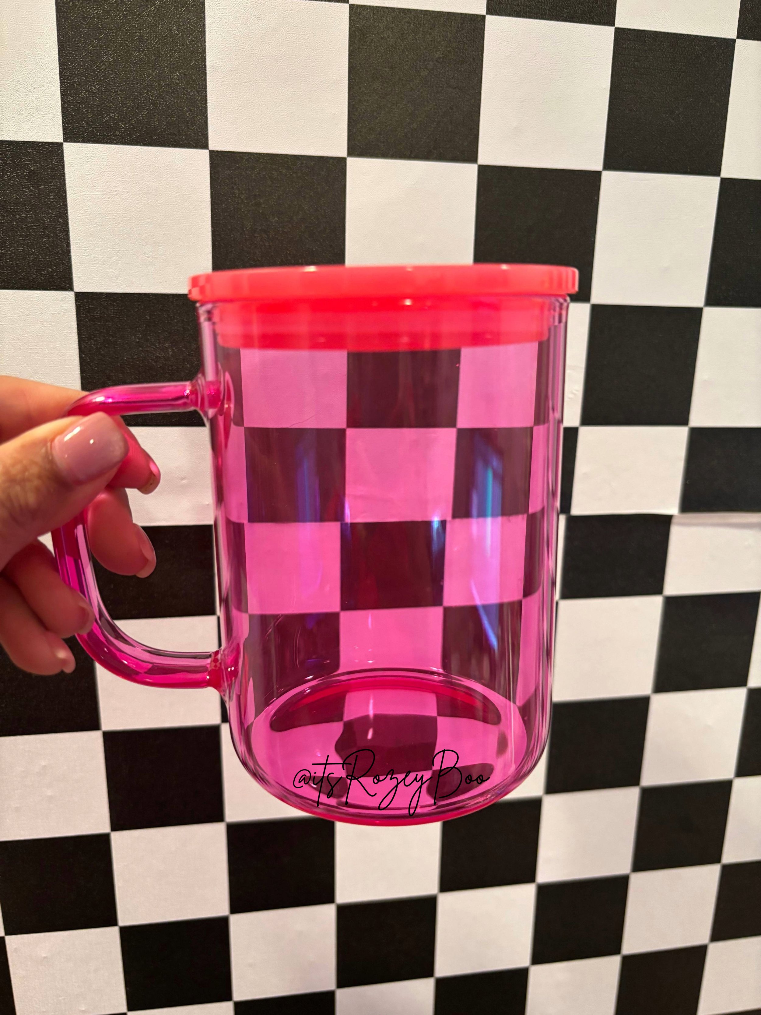 Hot Pink Glass Jelly Mug