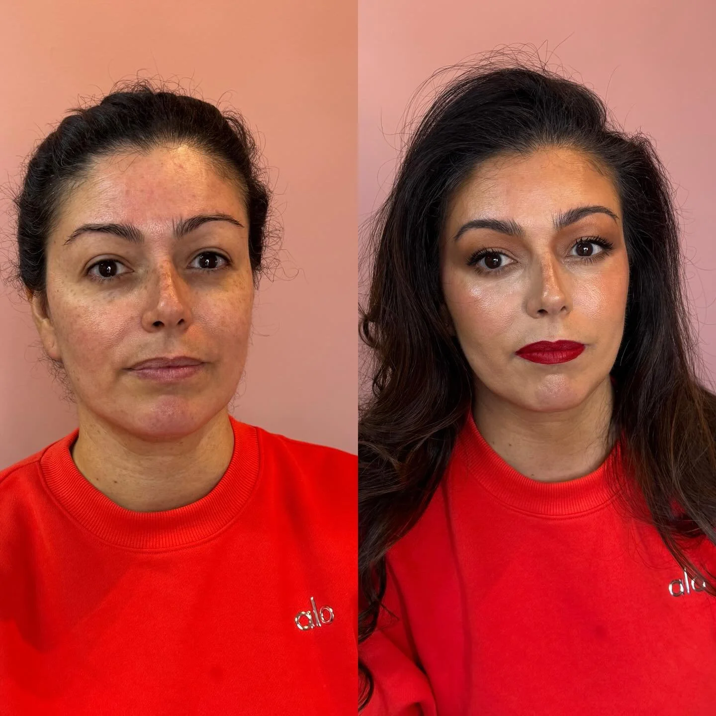 This holiday makeup transformation was all about letting her natural skin and pigmentation shine through &mdash; not hiding it. We intentionally embraced her real skin texture, especially across the nose, creating a complexion that feels fresh, lumin