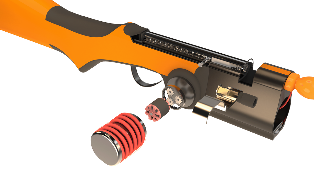 Exploded view of internal mechanism