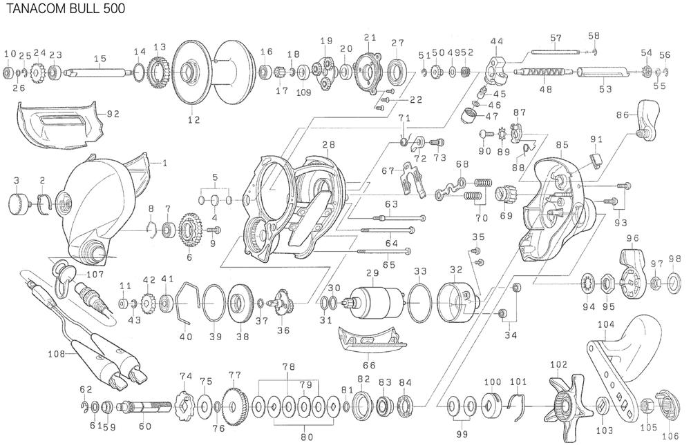Electronic reel exploded diagram