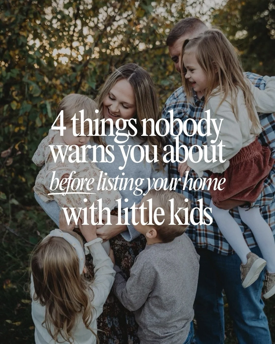 Most people think selling starts when the sign goes up.
But if you have little kids?
 It actually starts way earlier by coming up with a strategy. Between the prep, pricing, and figuring out how to position your home &mdash; while also living in it&h