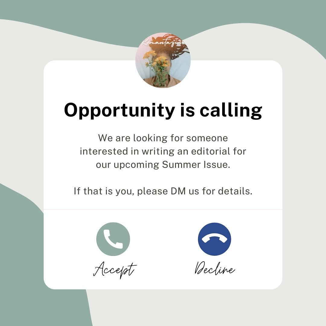 We want you to be a part of our magazine! If you love to write and are looking for a place to have an article published then look no further. 

Romantazine is looking for someone to write an editorial article in our upcoming Summer Issue. If you are 