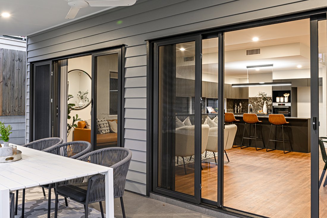 Close up of sliding doors to the outdoor dining space in a Wavell Heights