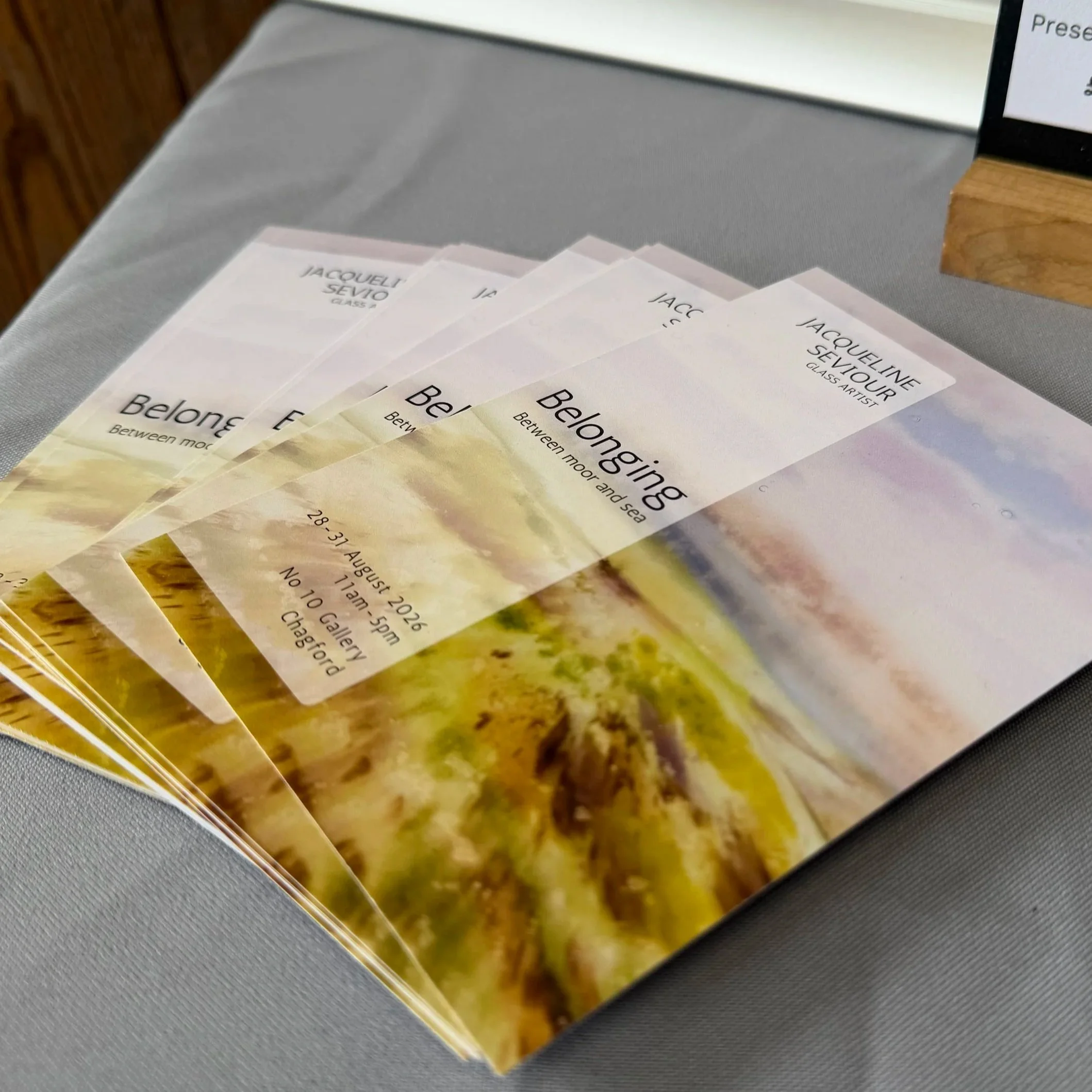 A stack of postcards promoting my solo show.