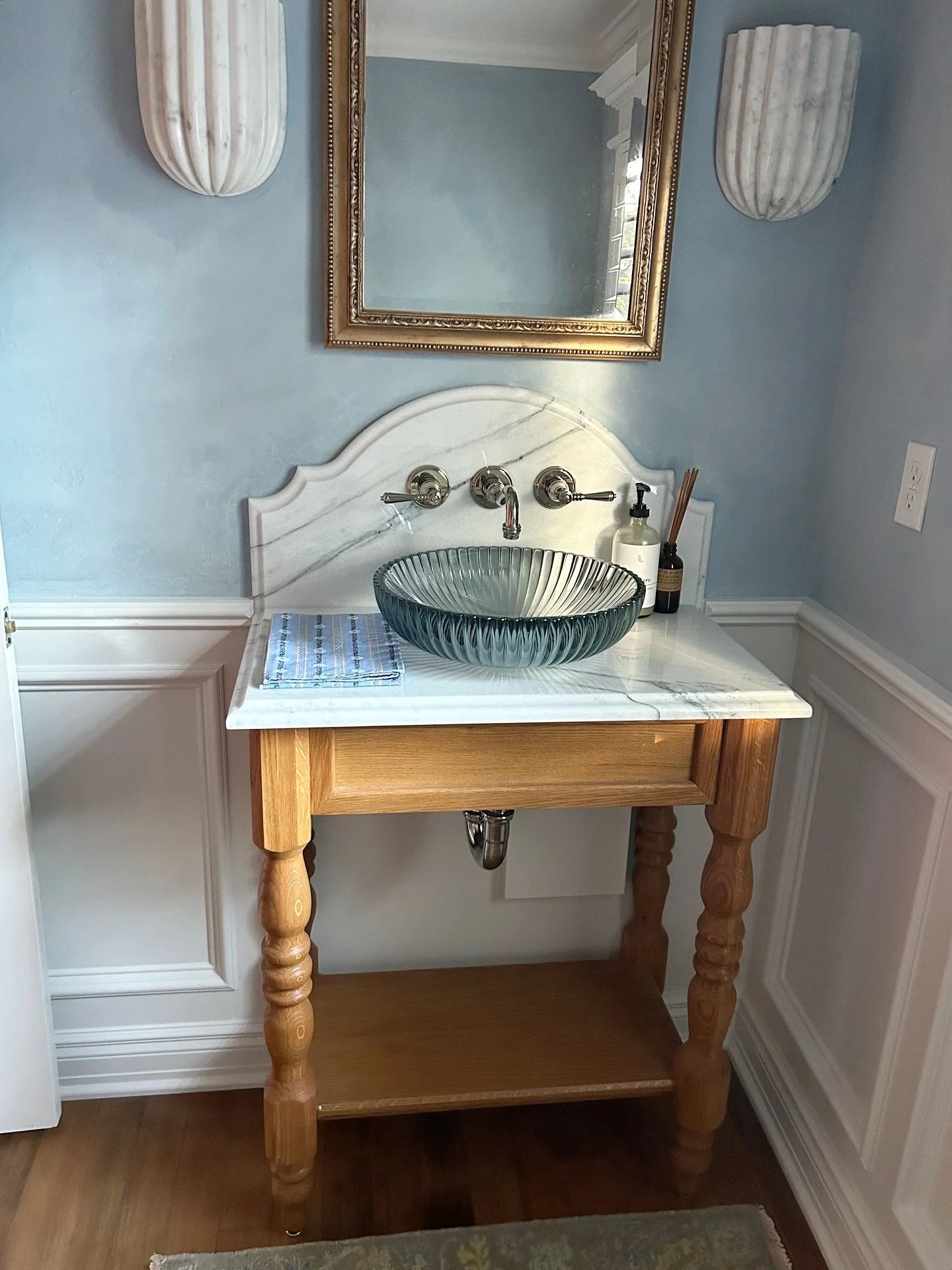 A beautiful bathroom vanity that we finally get to see come to life! This was such a fun project. We loved working with these clients!