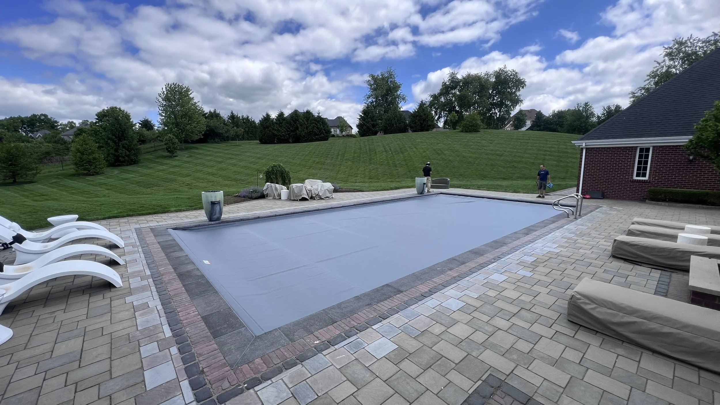 Professionally installed automatic pool cover in Western PA.