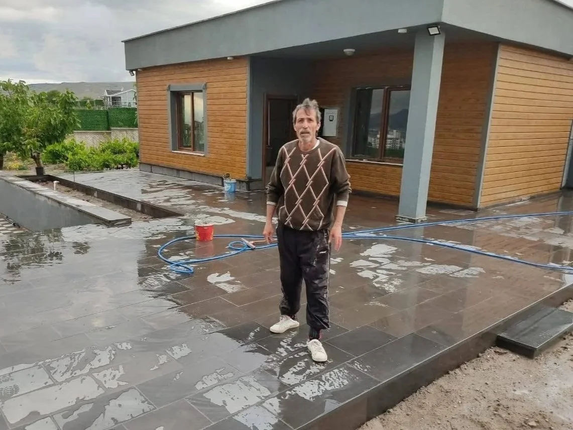Outdoor space featuring concrete and pavers