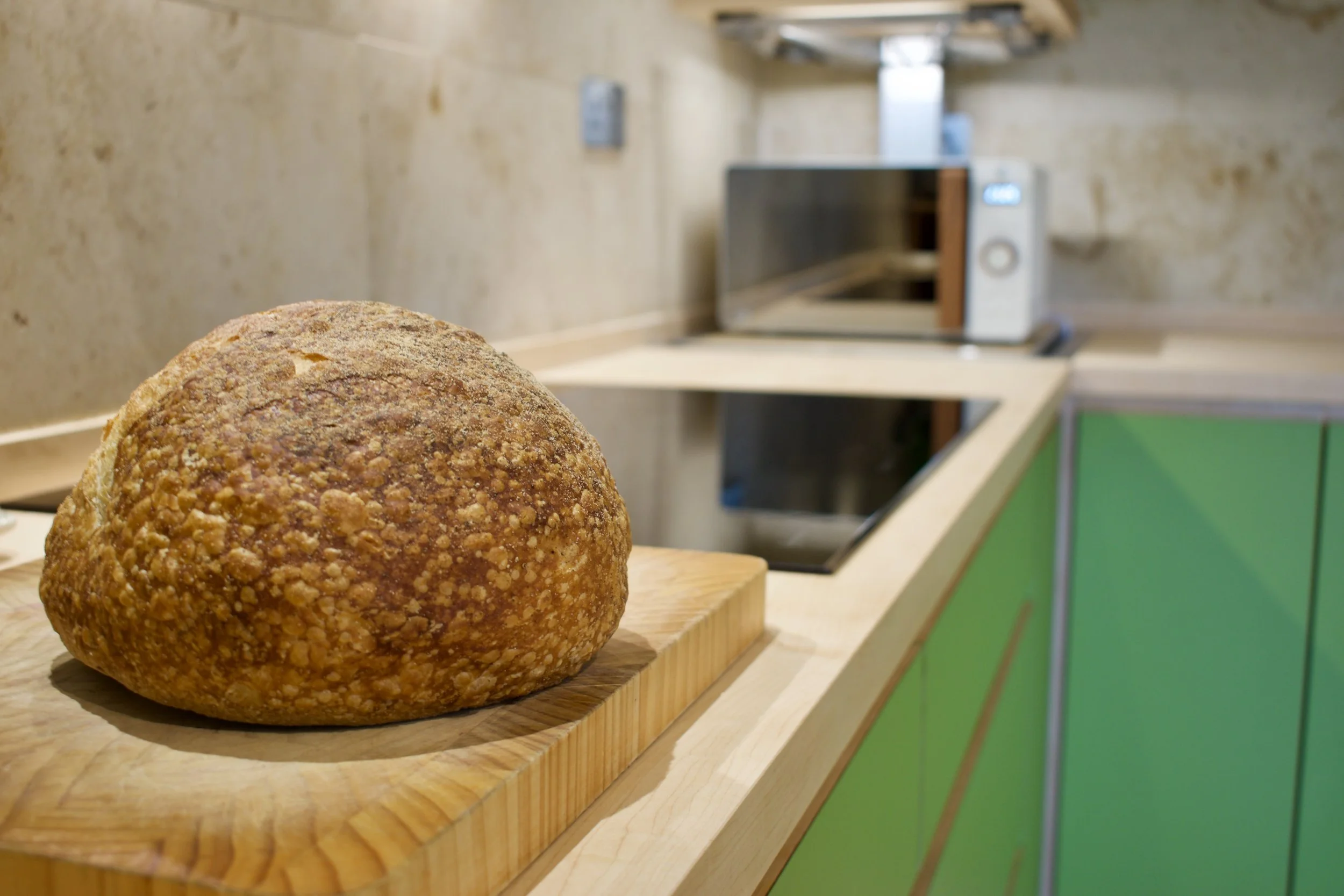 Green kitchen worktop