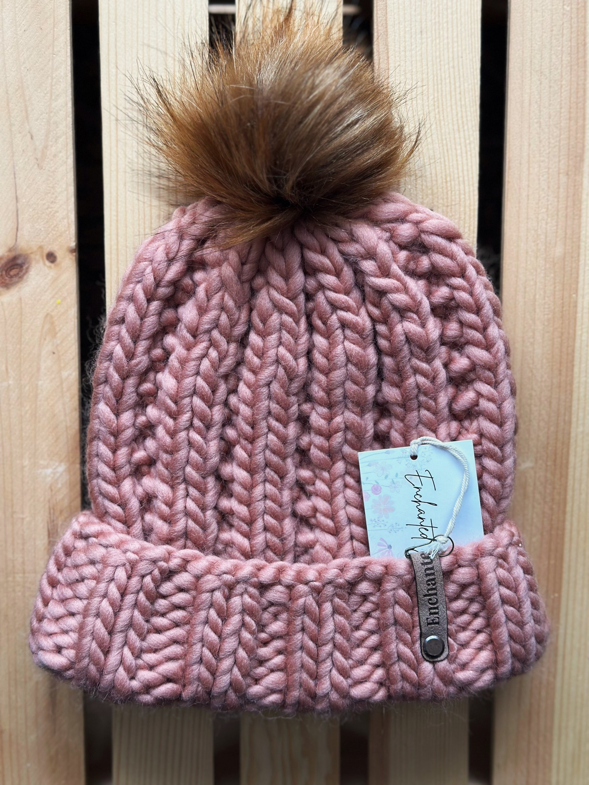 Dusty Pink Peruvian Wool Folded Brim Beanie