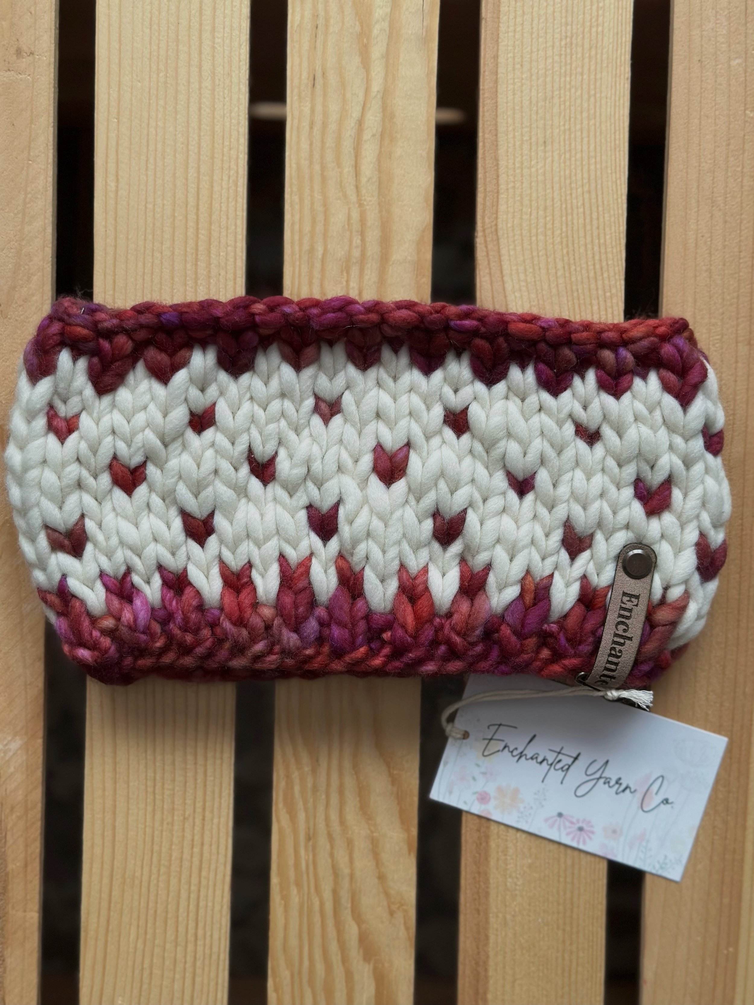 Natural & Pink/ Orange Merino Wool Headband
