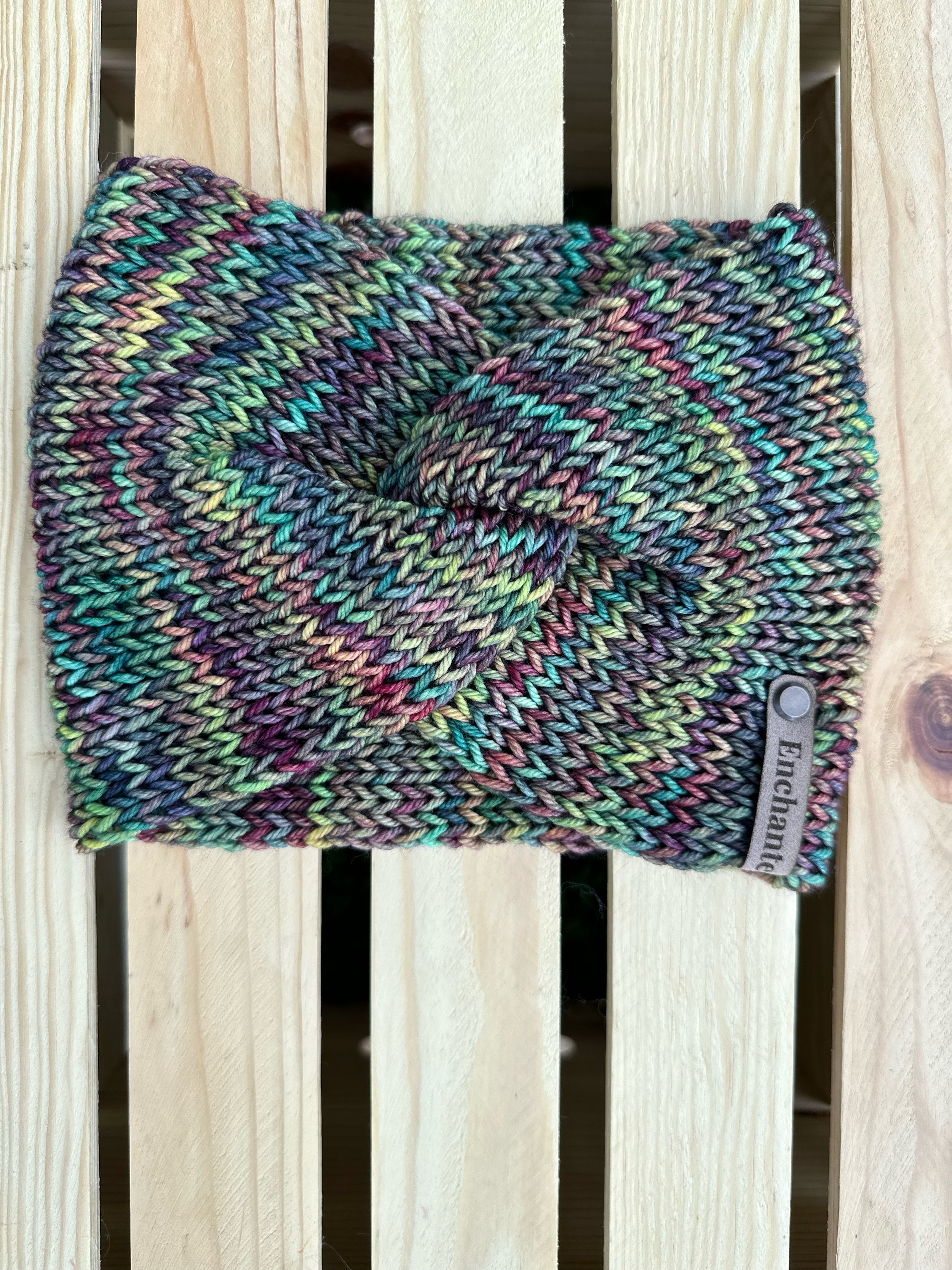 Green Multicolor Merino Wool Twisted Headband