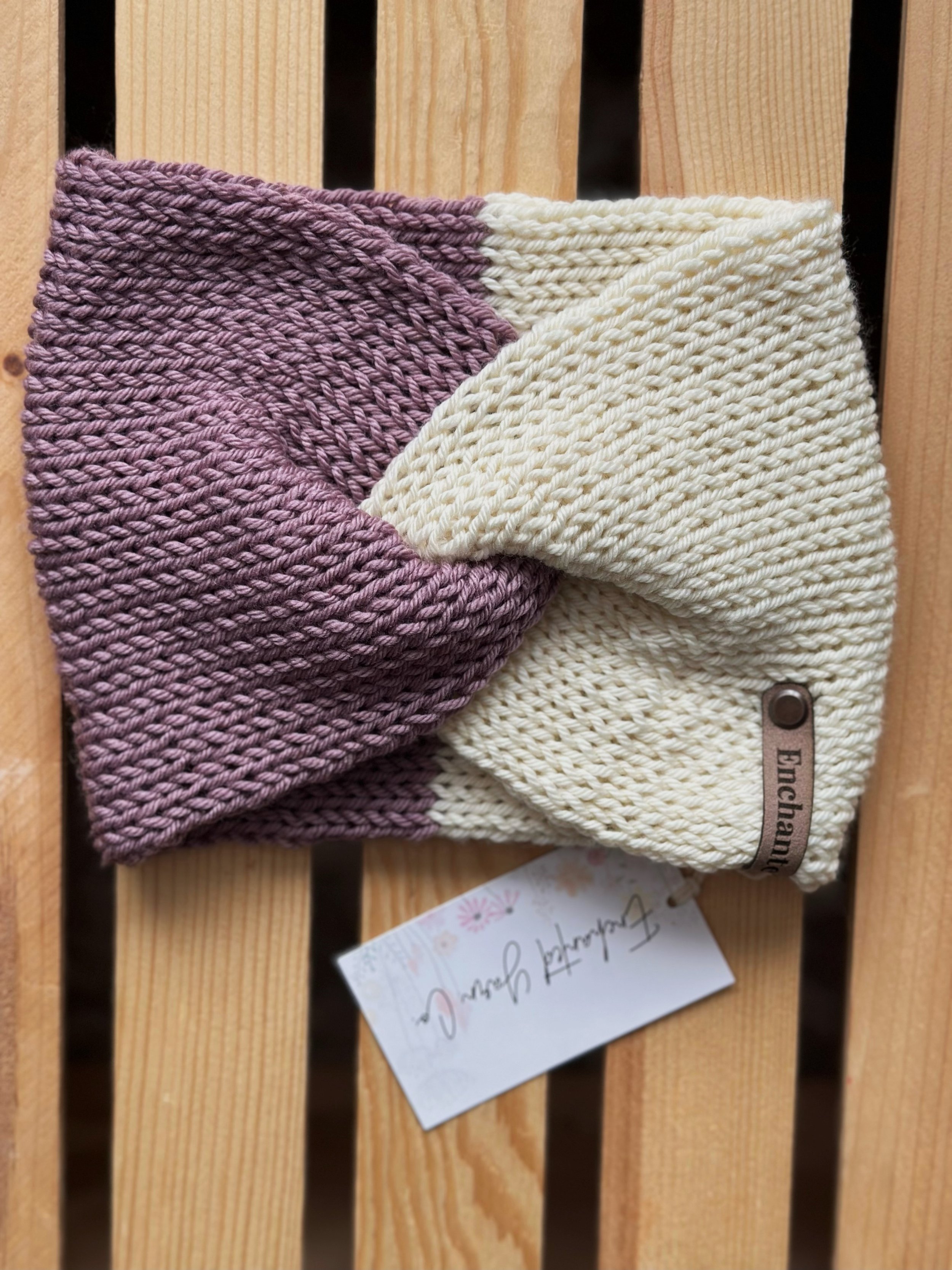 Lilac/ Natural Merino Wool Twisted Headband