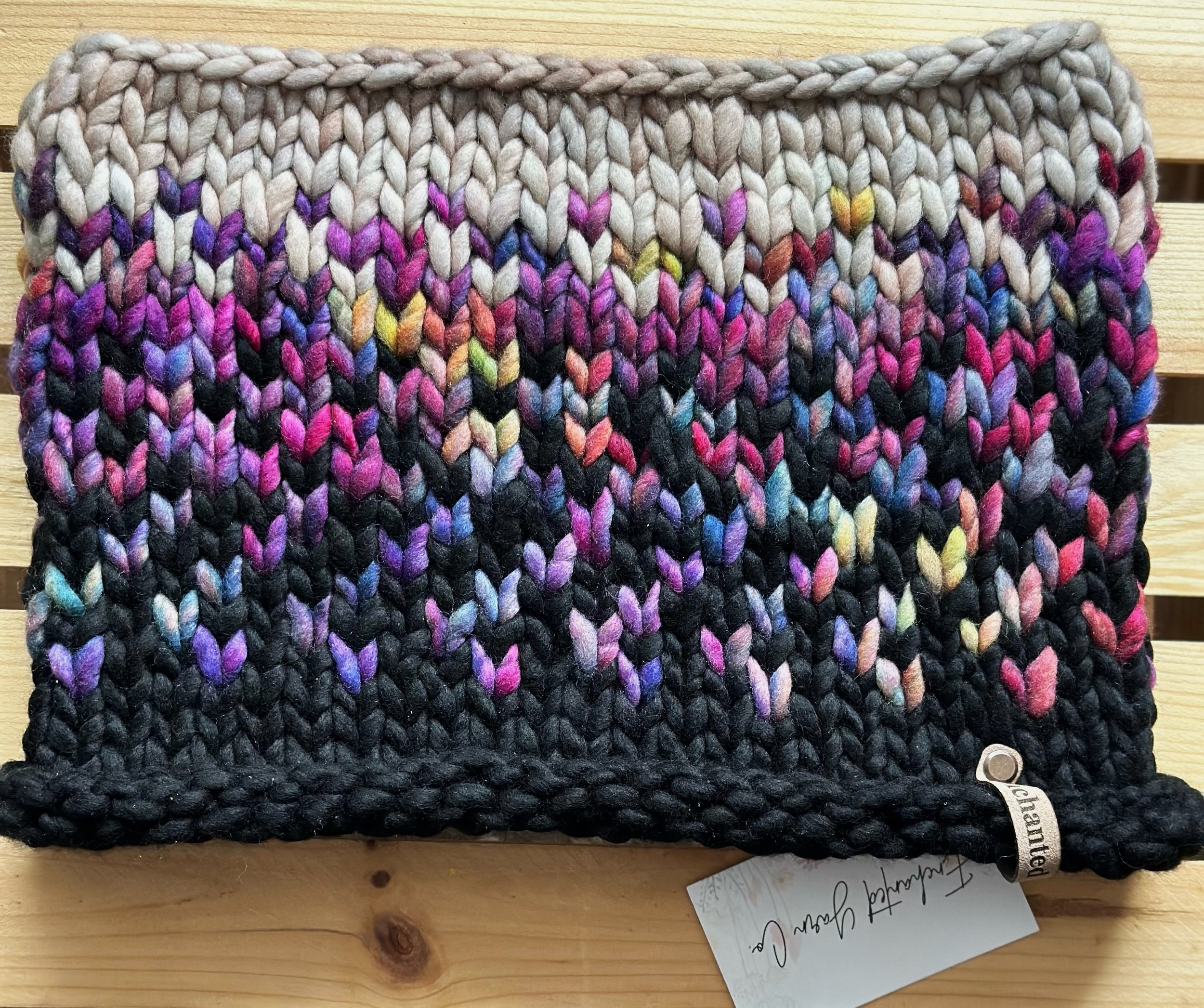 Oatmeal, Multicolor, & Black Merino Wool Cowl