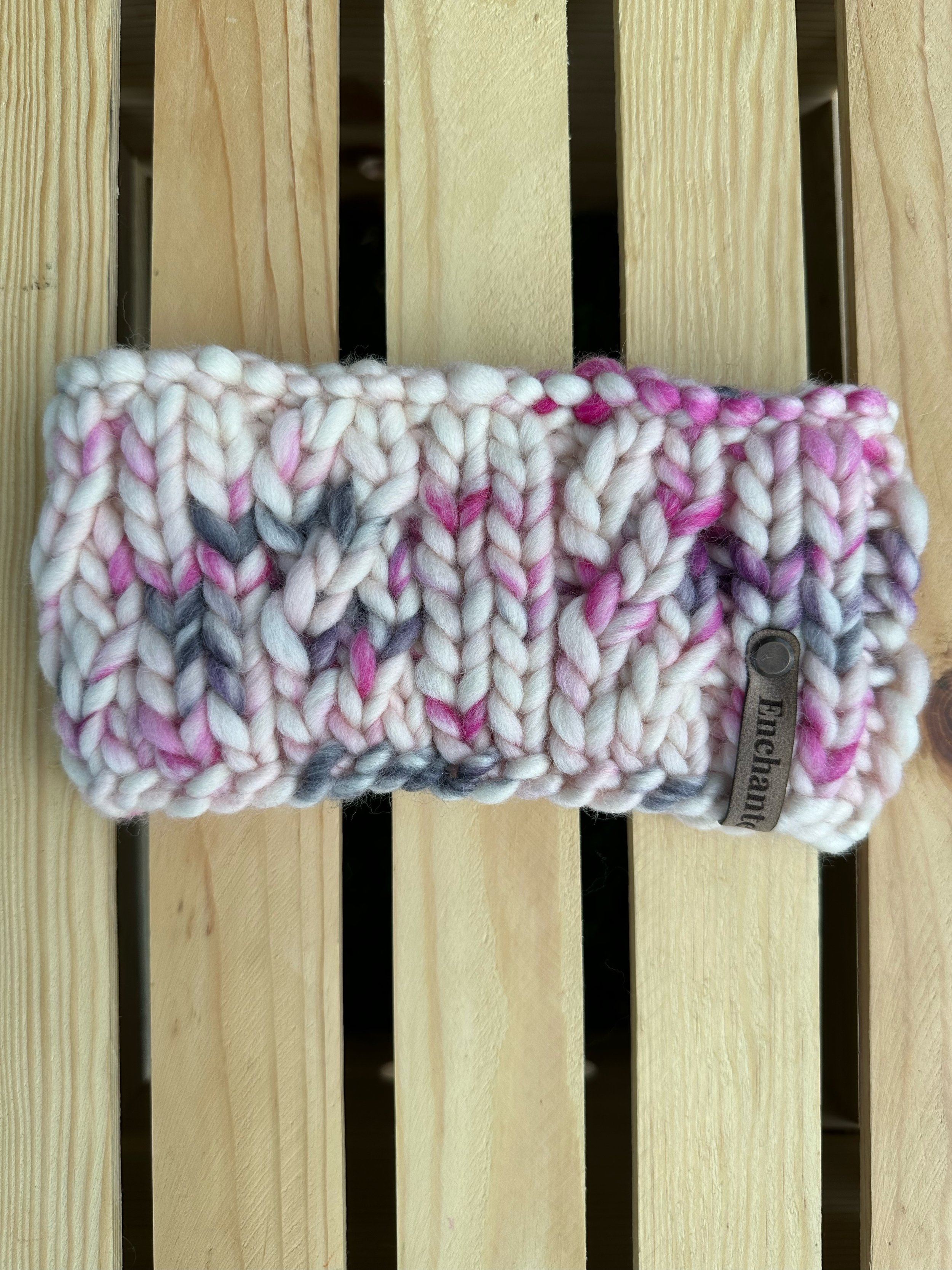 Cream, Magenta, Black Multi Merino Wool Headband- Child