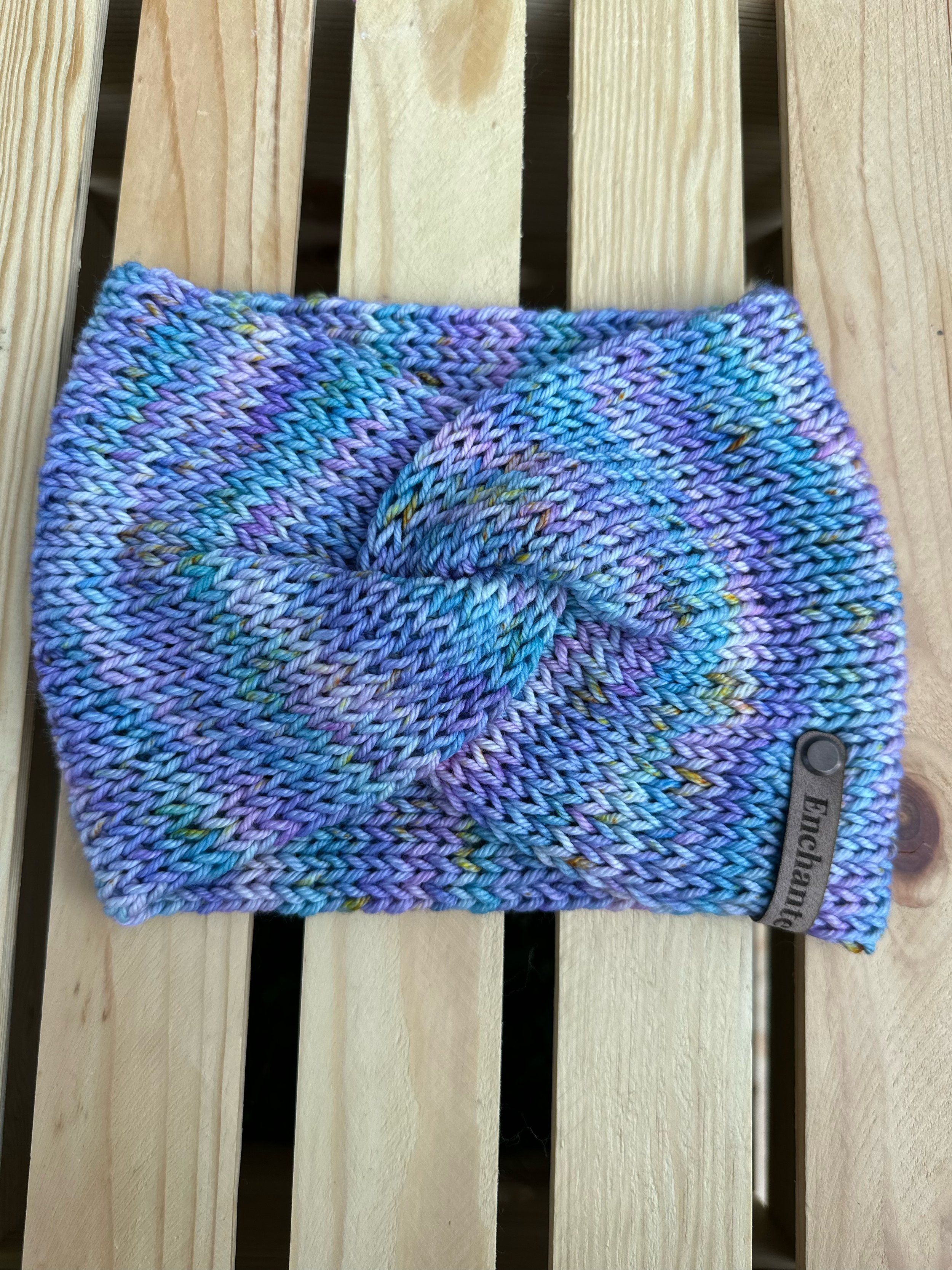 Aquamarine/ Pink Merino Wool Twisted Headband