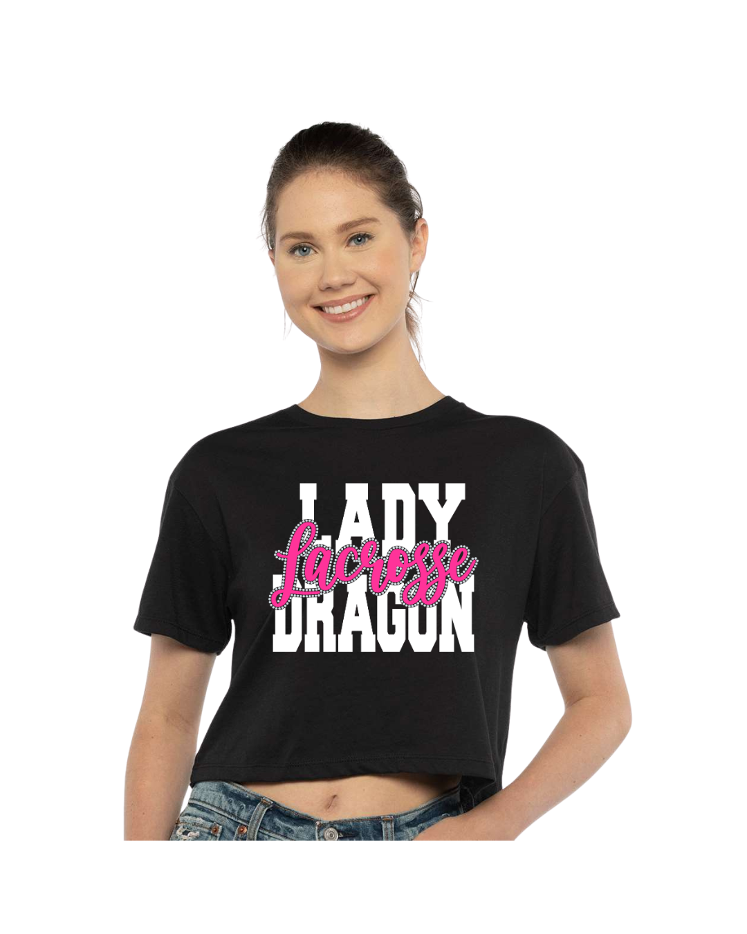 Adult Black Lady Dragon Lacrosse Crop
