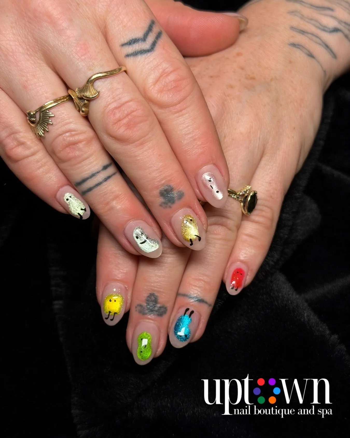 Cute little chrome jelly bean characters 🌈🫘

Call, DM, or email to make an appointment! We do accept walk-ins as well! ❤️
___________________________________

Visit our beautiful Mission boutique and unwind in comfort as you enjoy our complete menu