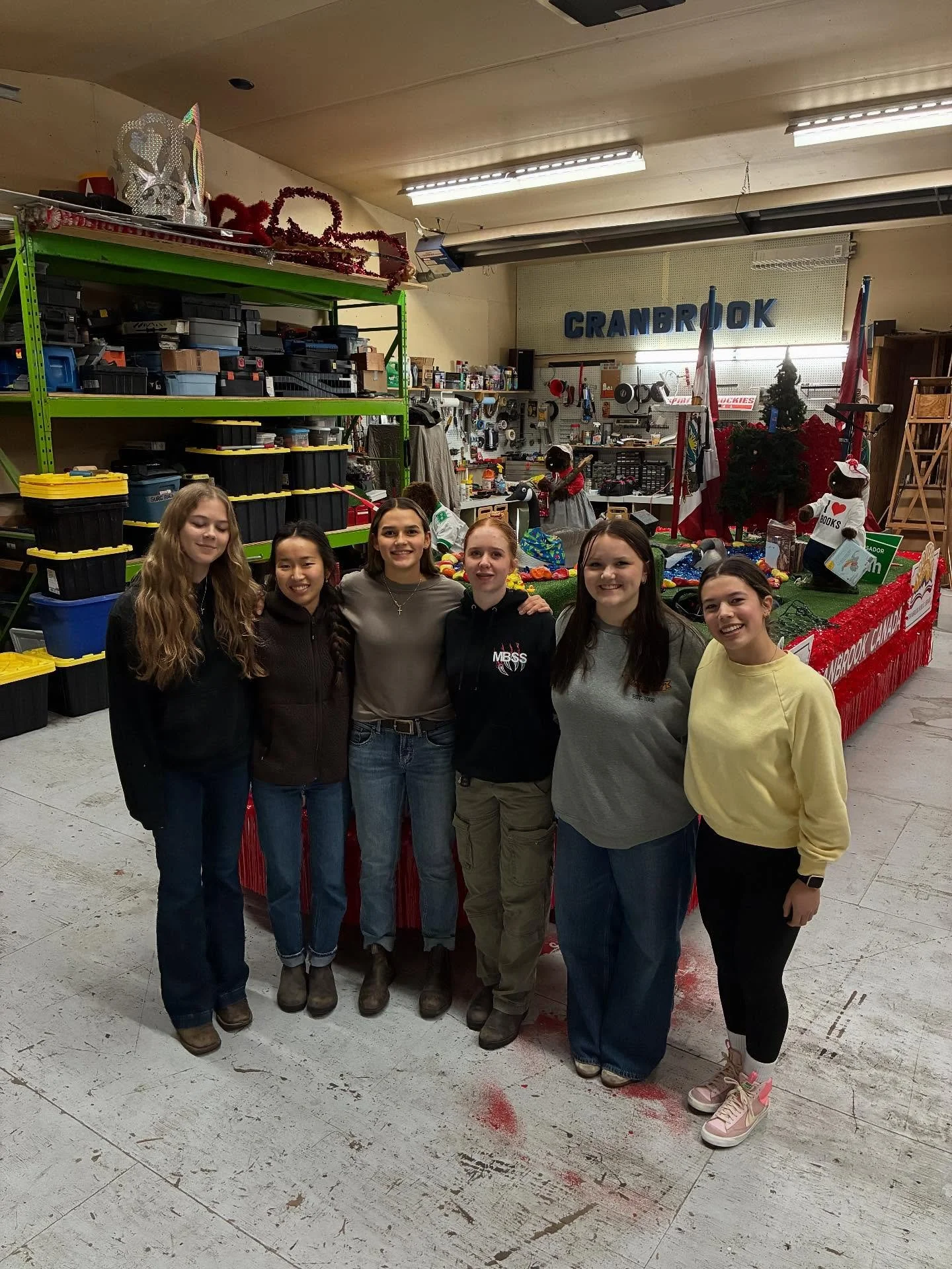 Our &ldquo;elves&rdquo; Catherine, Naye, Paige, Avaiah, Mariah and Kara were hard at work in the &ldquo;workshop&rdquo; today - busting out the power tools, stringing lights and adding festive touches to the City of Cranbrook&rsquo;s float in prepara