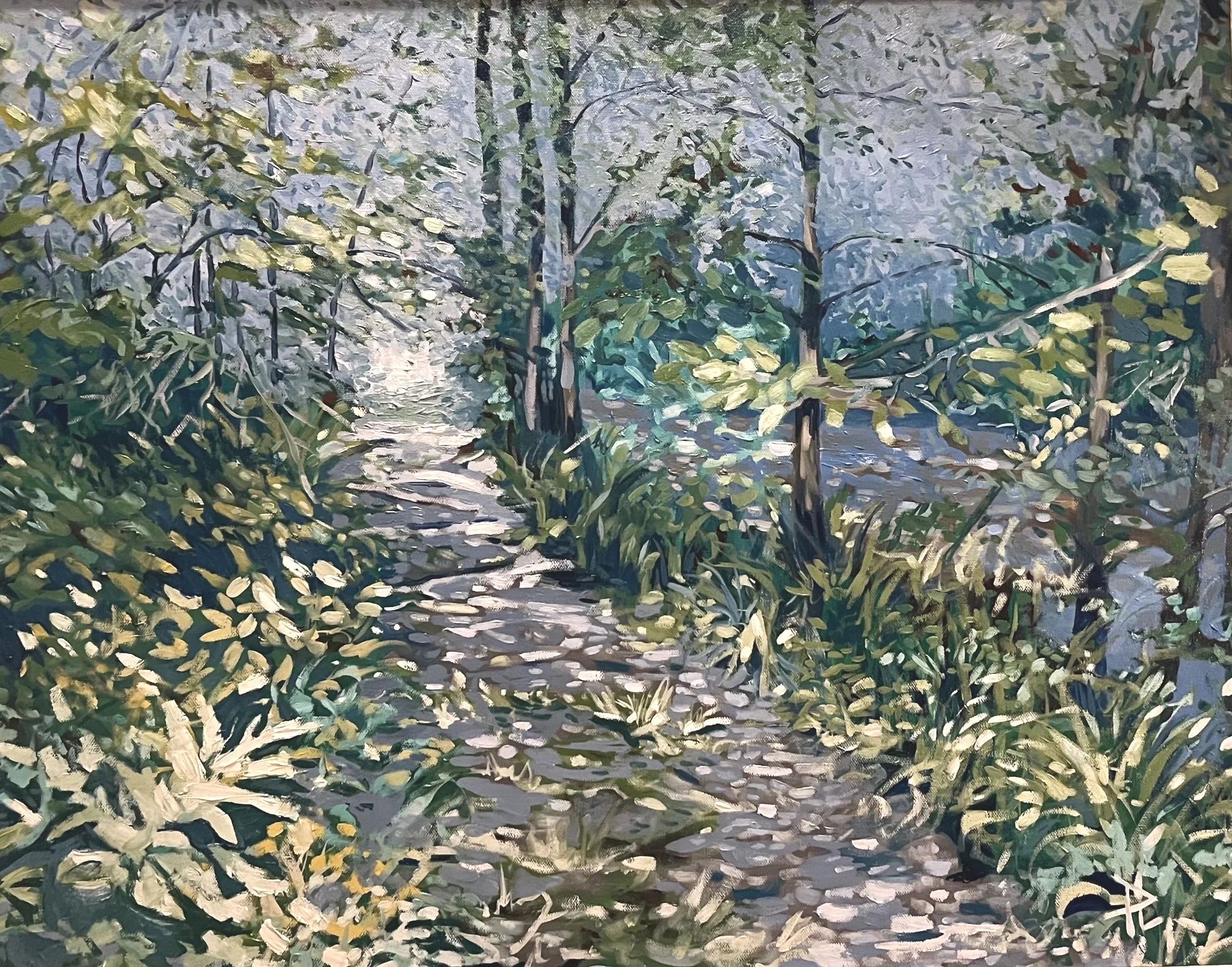 Path Along The River, Ottawa Hills; OiI, 30″x 24″, $1,100  