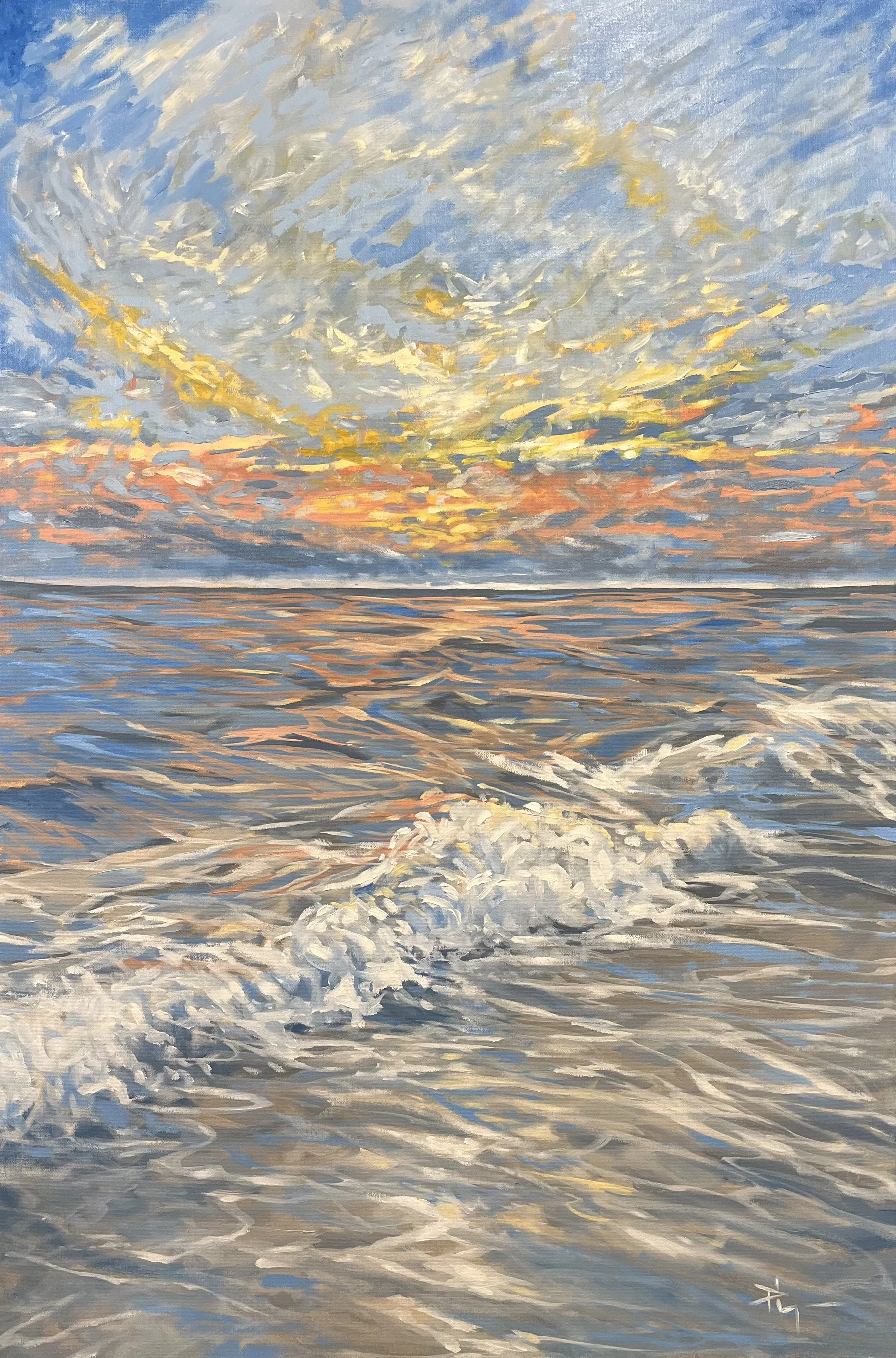 Florida Sunset Over Water; OiI, 24″x 36″, C, SOLD
