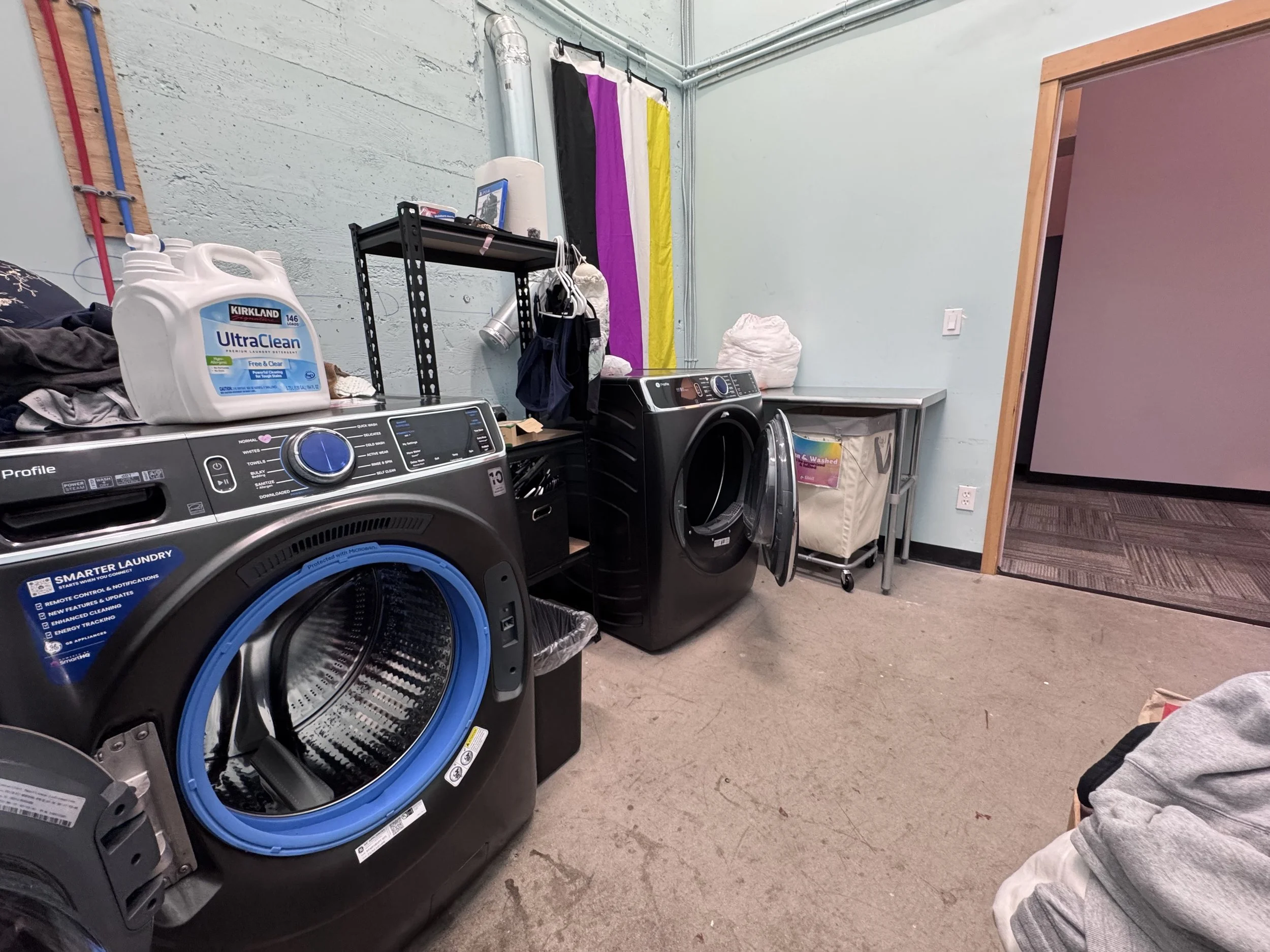 Shower & Laundry: Take a hot shower in a private, accessible shower room and get some laundry done.