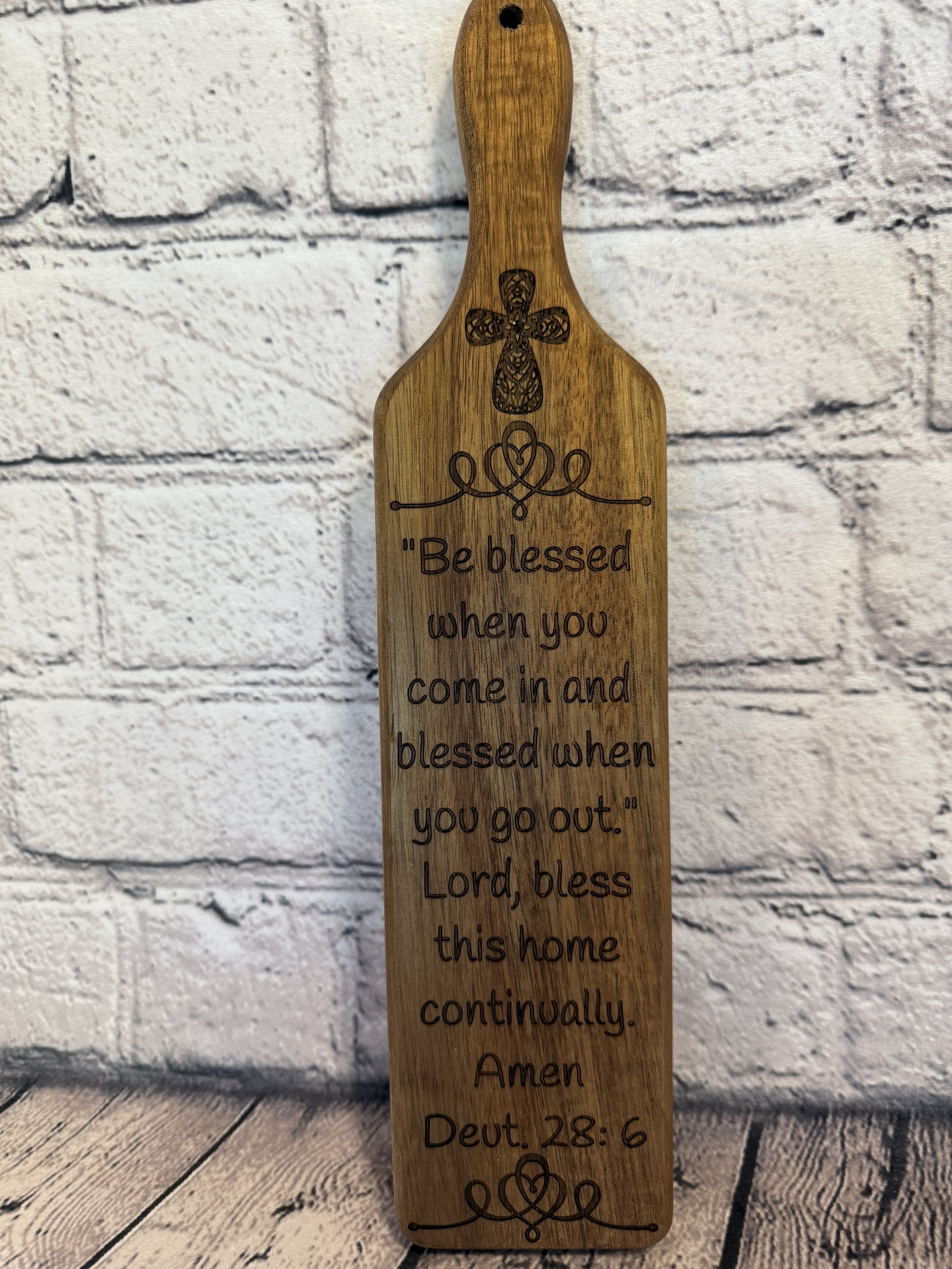 House blessing on Acacia wood