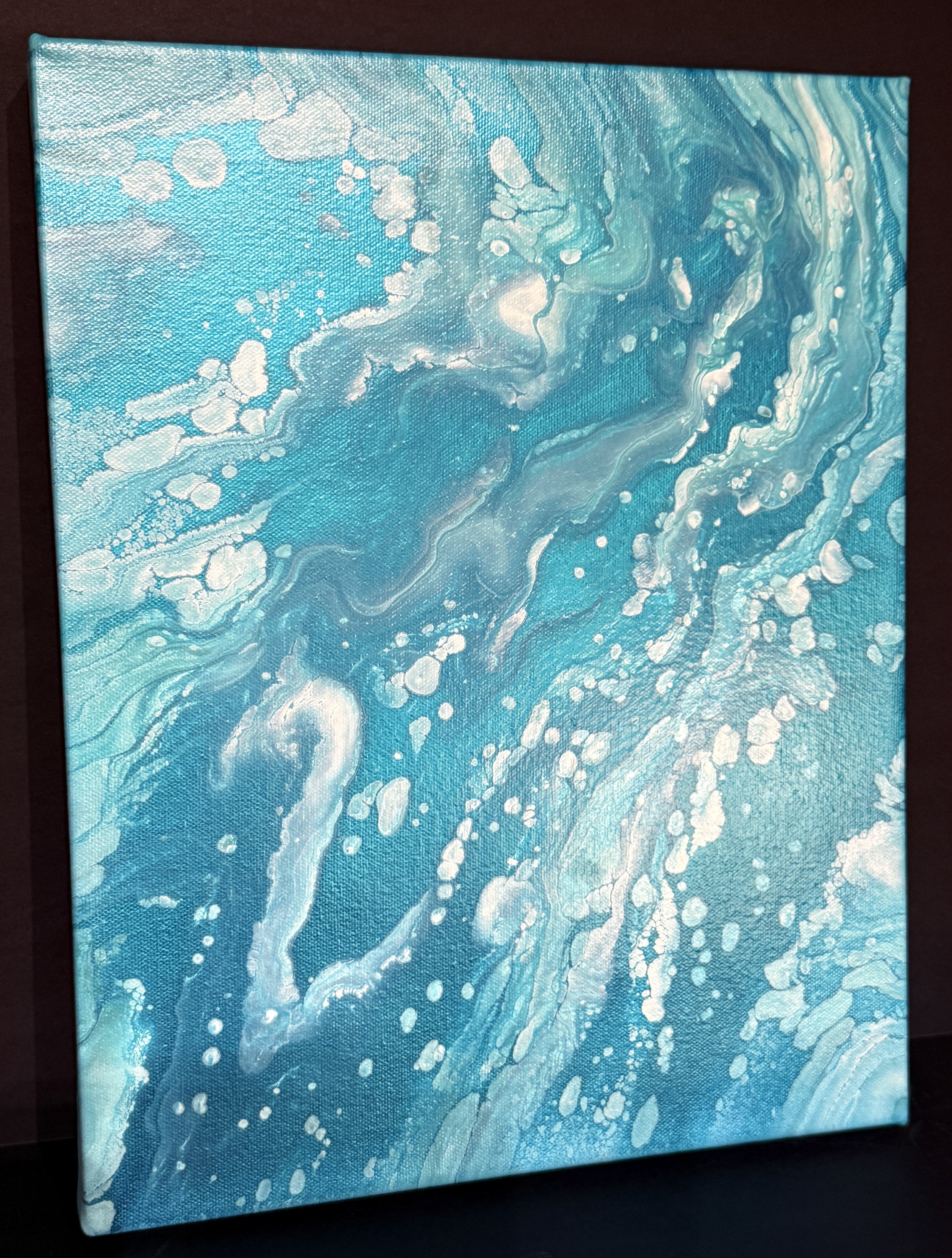 Ocean Wave Acrylic Fluid Art Canvas