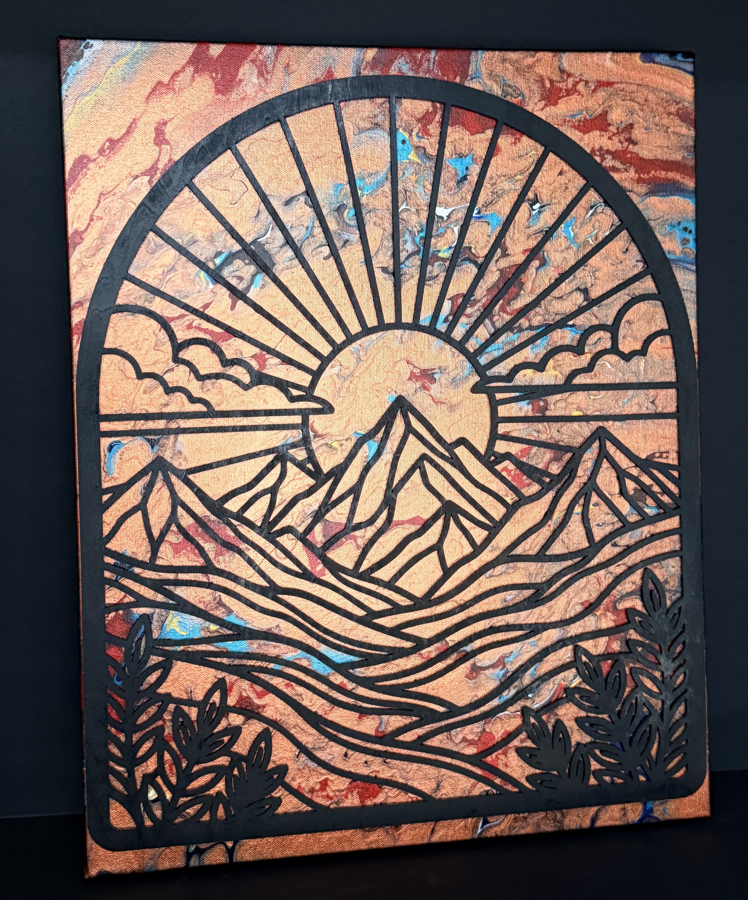 Copper Mountain Acrylic Fluid Art Canvas