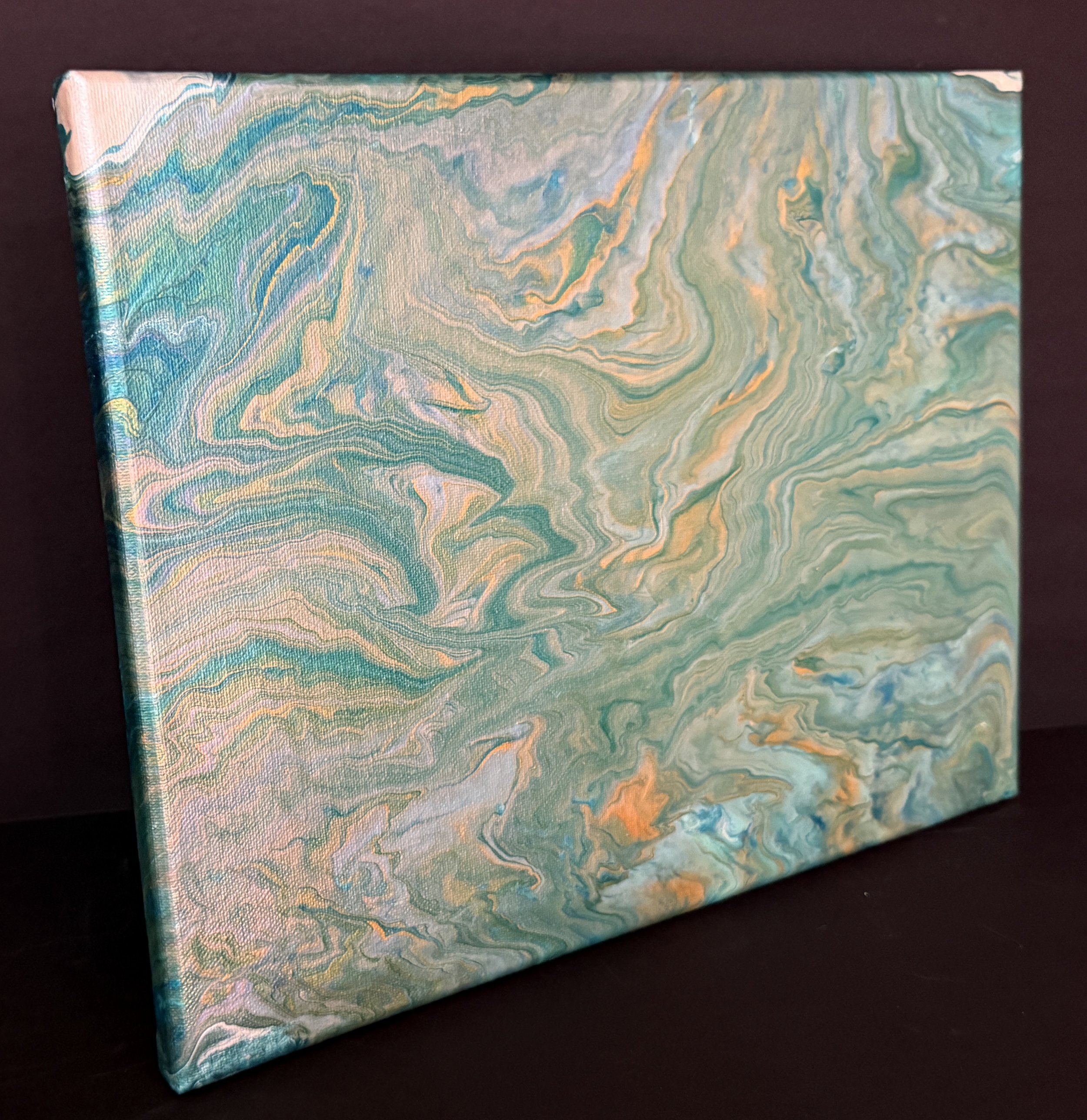Green Agate Acrylic Fluid Art Canvas