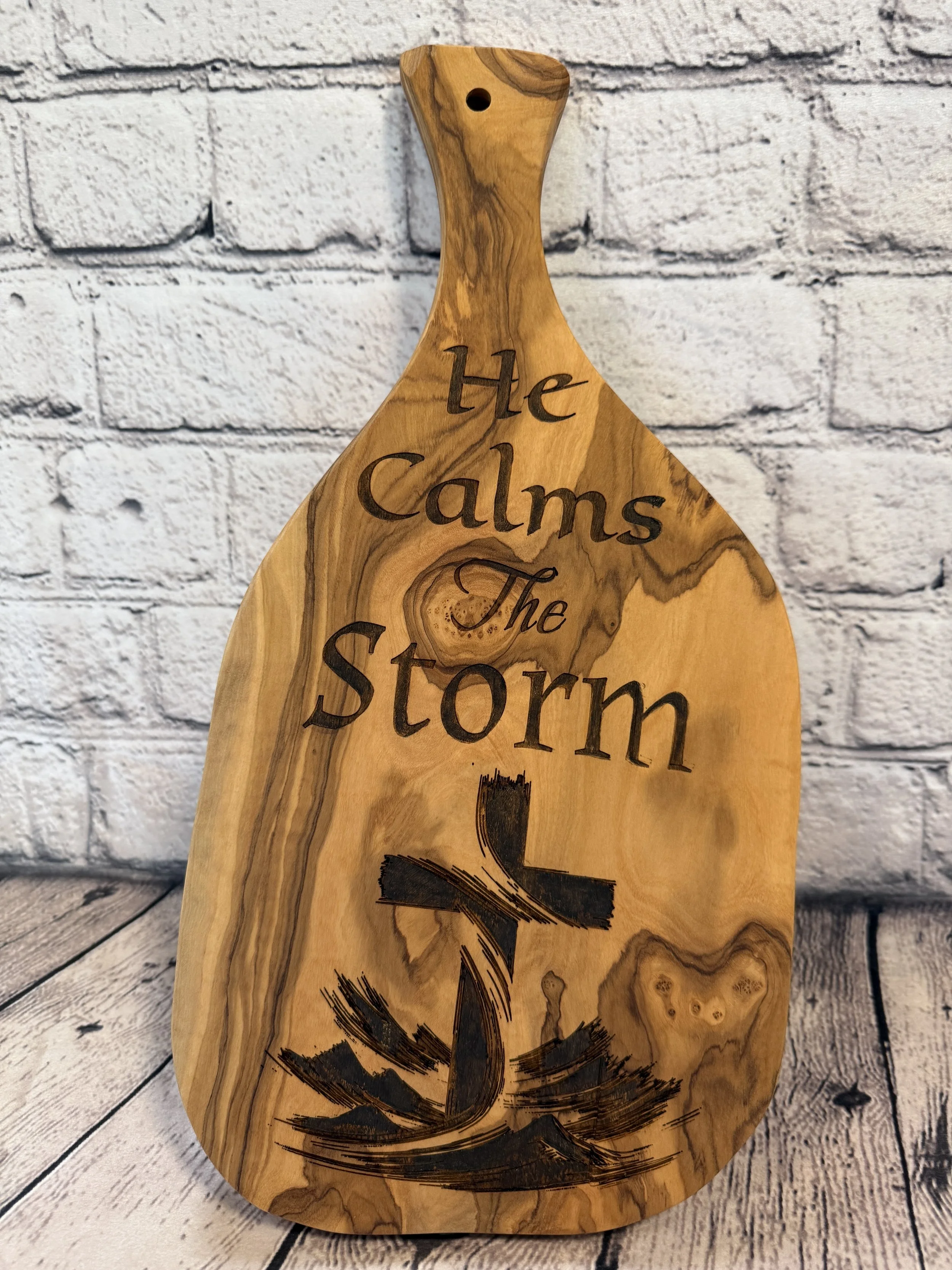 He Calms the Storm on Olivewood