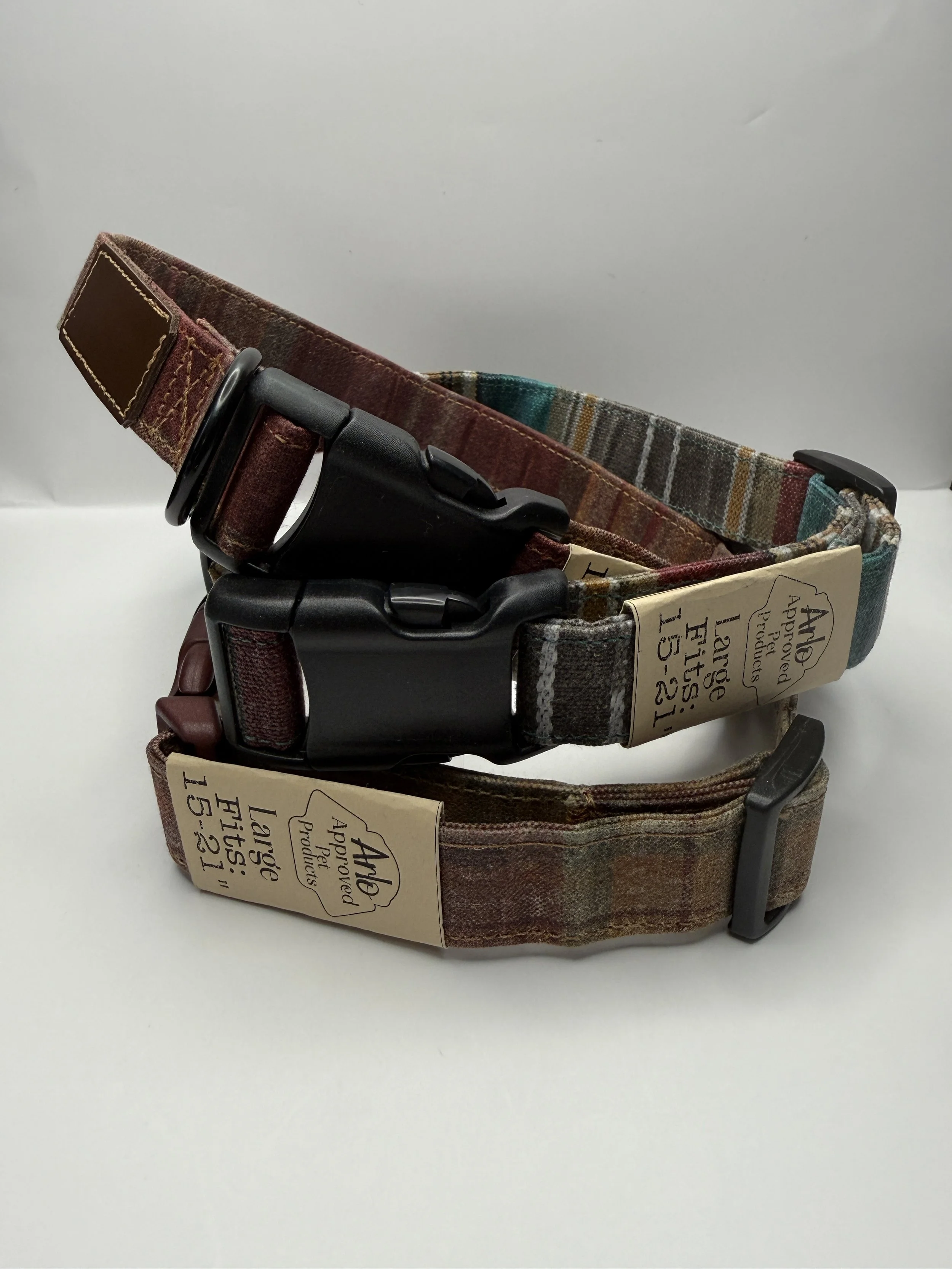 Large Waxed Canvas Pet Collars with Quiet Tag