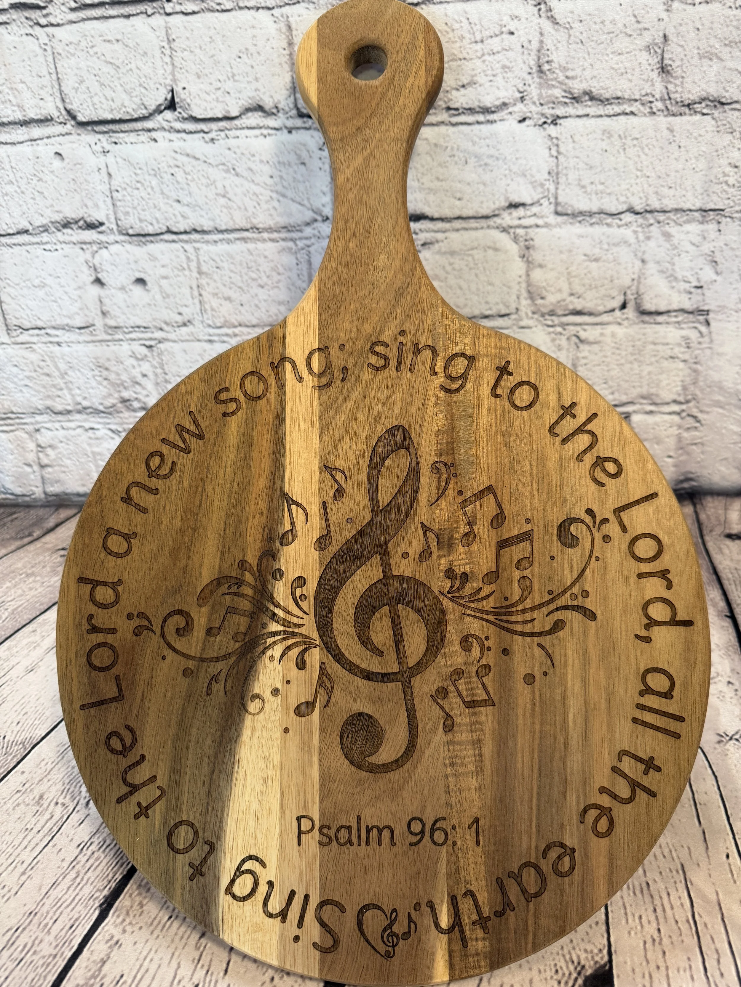 Sing to the Lord a new Song... on Acacia wood