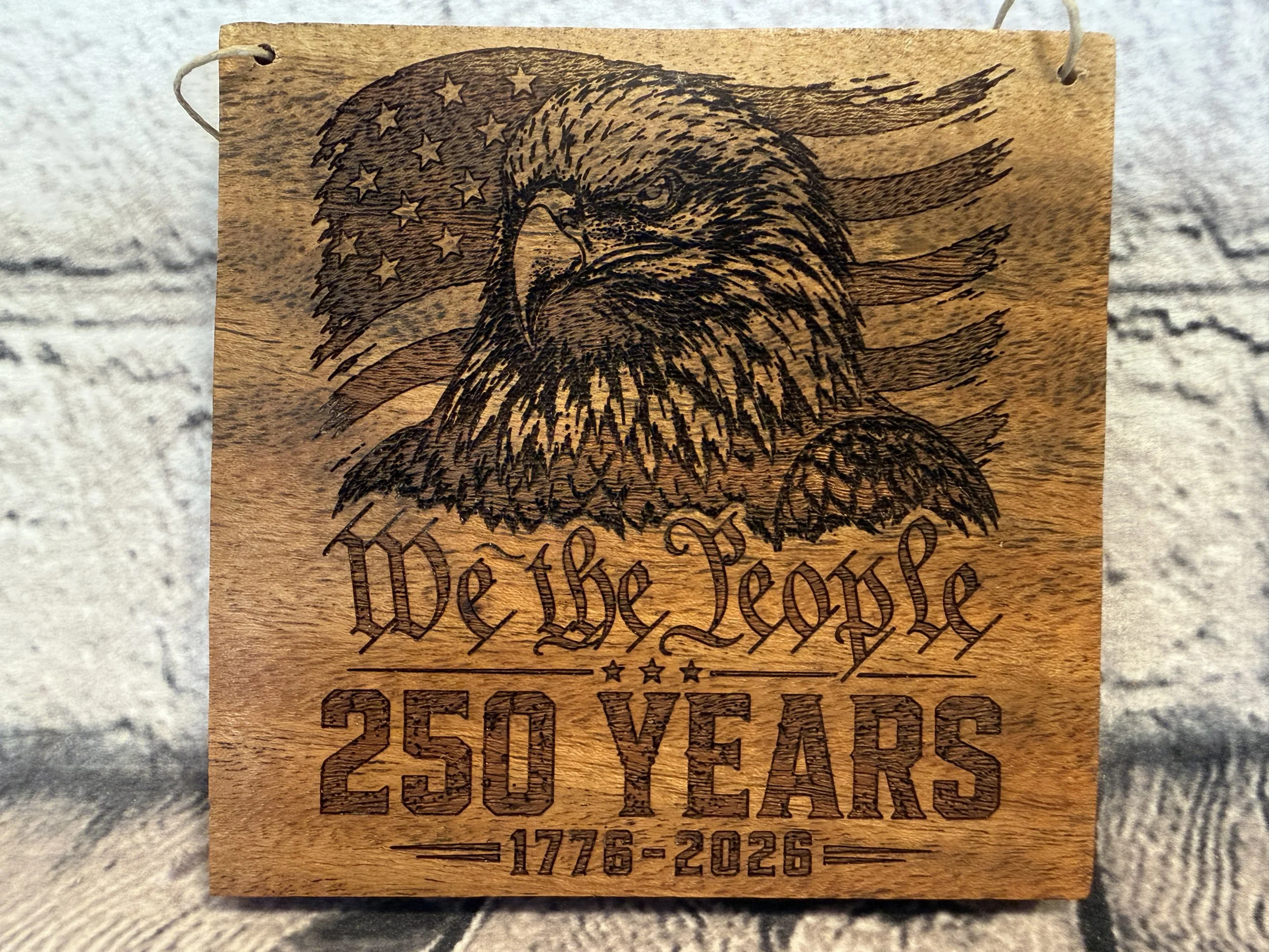 Patriotic 250 Years on Small Square Acacia wood