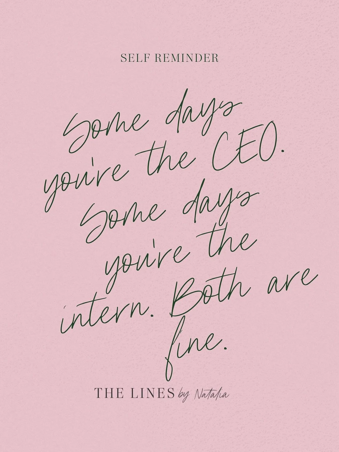 Some days you&rsquo;re the CEO.
Some days you&rsquo;re the intern.
And honestly? Both are fine. ✨

When you&rsquo;re building a brand, there are days you&rsquo;re leading strategy calls&hellip; and days you&rsquo;re deep in Canva fixing one tiny font