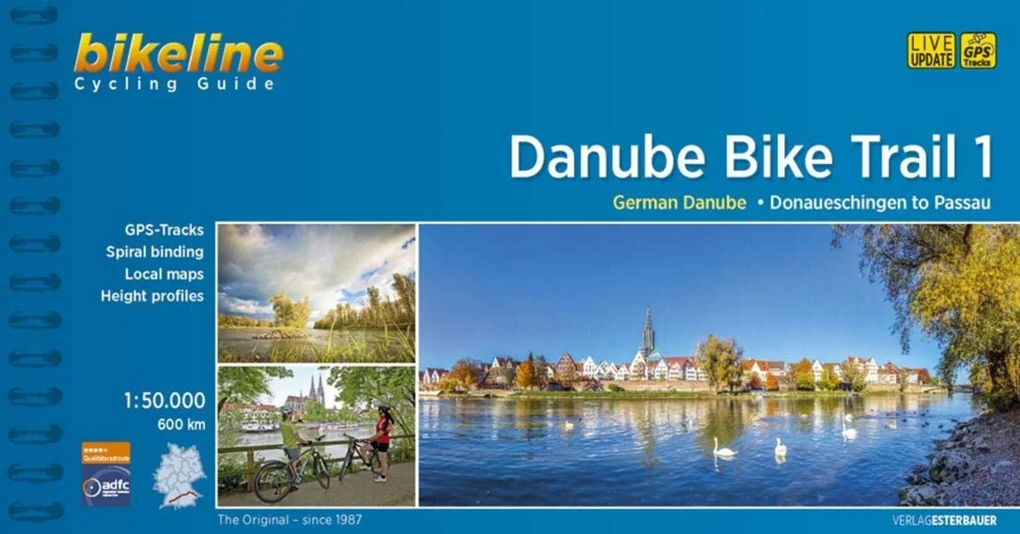 Cycling guide covering the German part of the Danube, Donaeschingen Cycling Road (Black Forest) to Passau. Waterproof, tear - resistant and washable.
