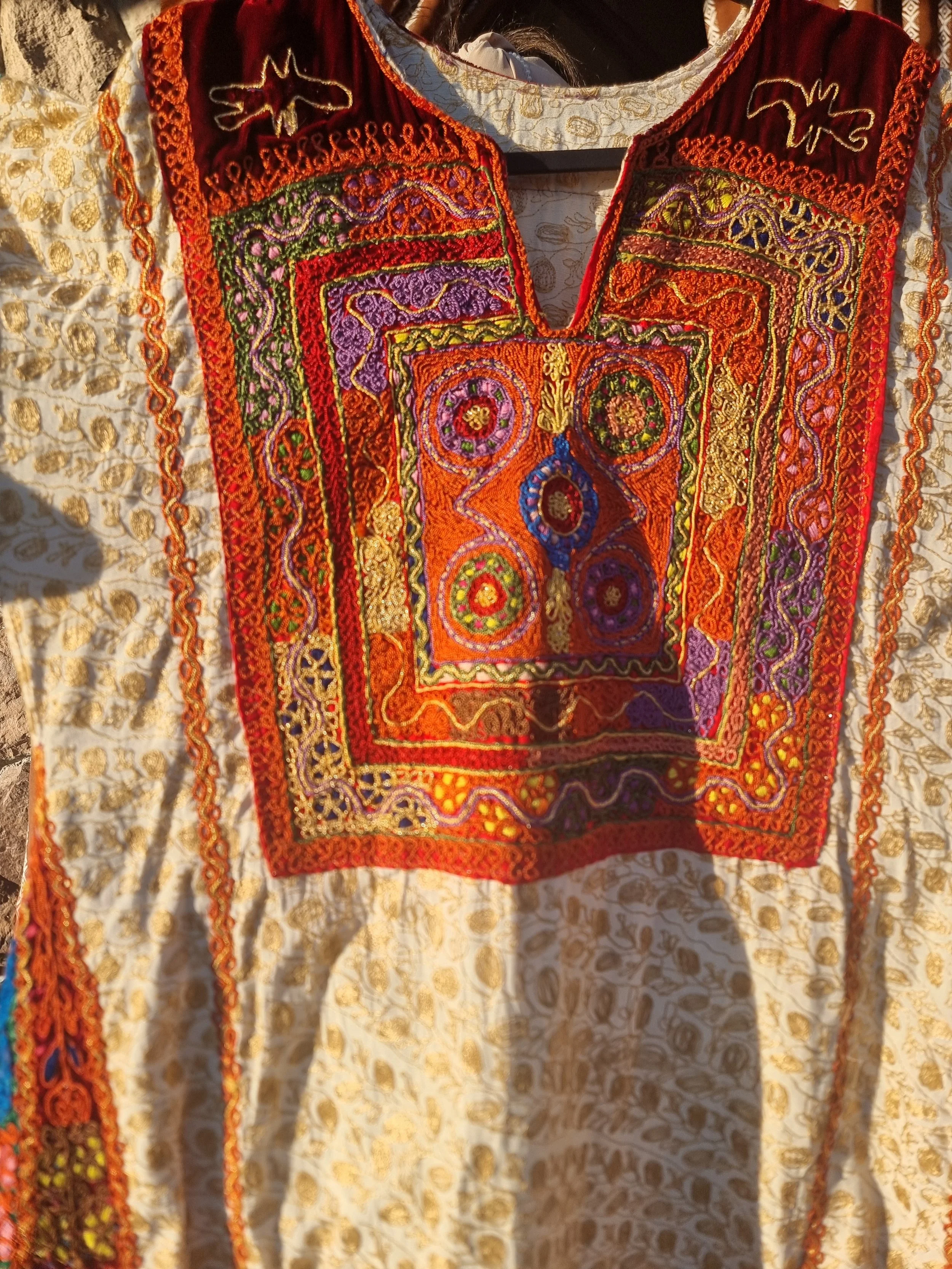 Tahriri embroidery on a nineteenth-century Palestinian dress from Bethlehem