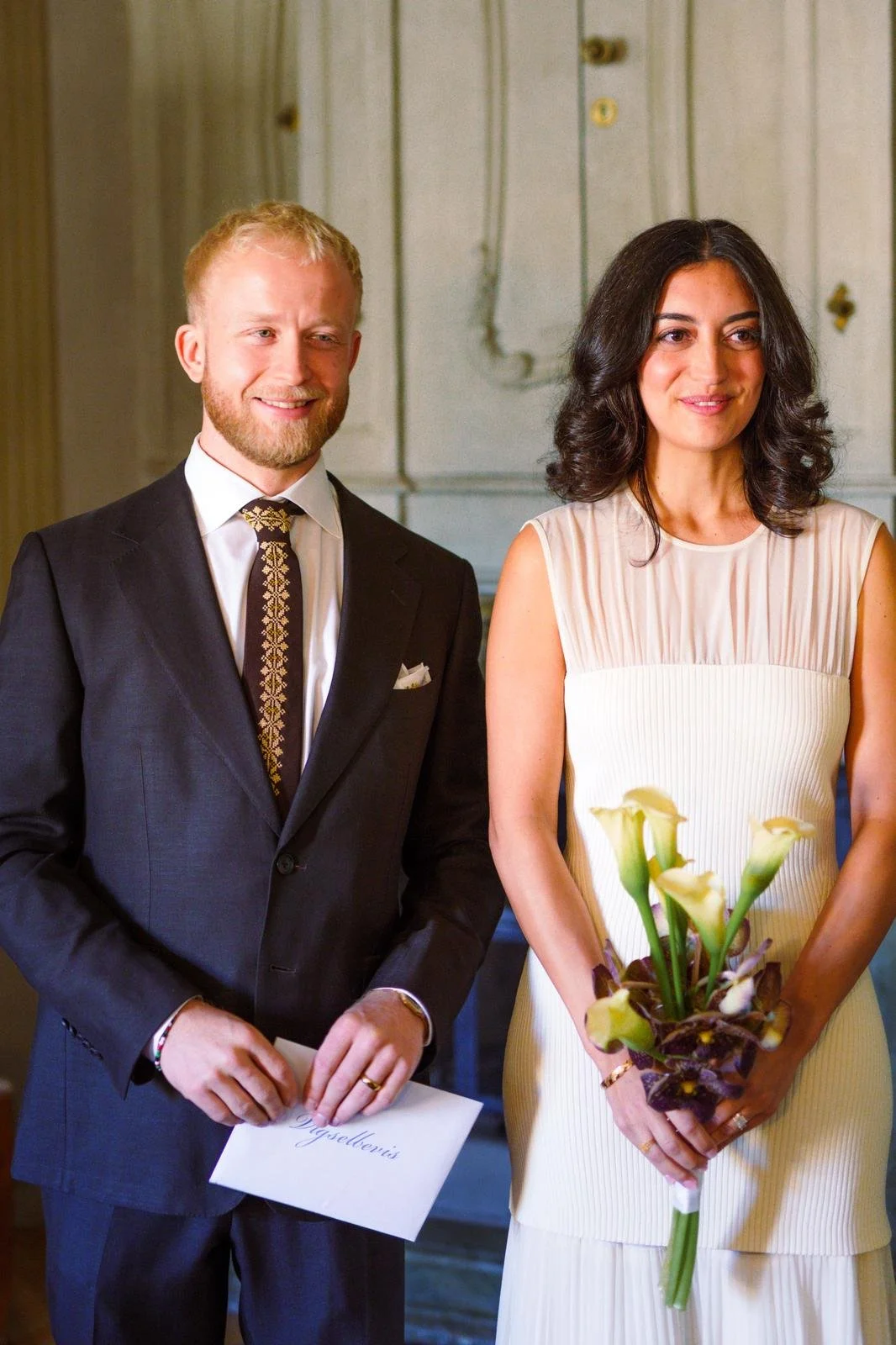 For his wedding to Caitlin in Sweden, Milton worked with us to select the embroidery motifs and colours for a one-of-a-kind tie.