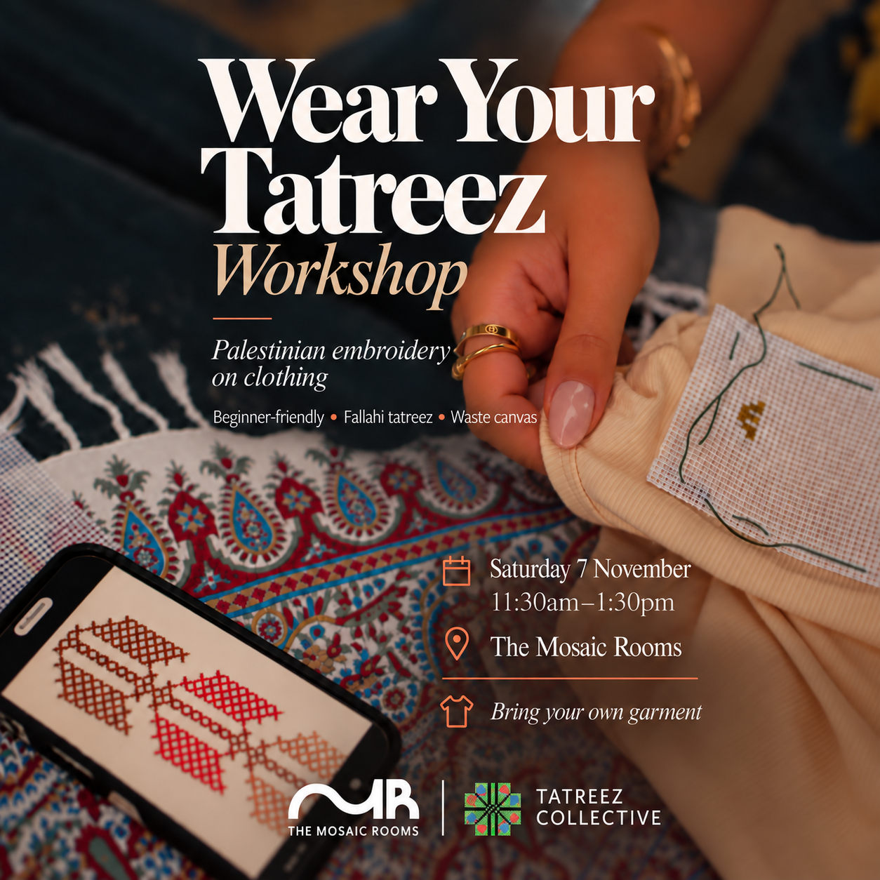 Workshop - Wear Your Tatreez: Palestinian Embroidery on Clothing